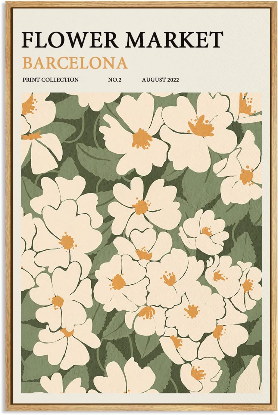 Zzuyi Framed Flower Market Wall Art,Green And White Fresh Art Print for Bathroom, Bed Room, Office Home Decoration Gift- 16"x 24"