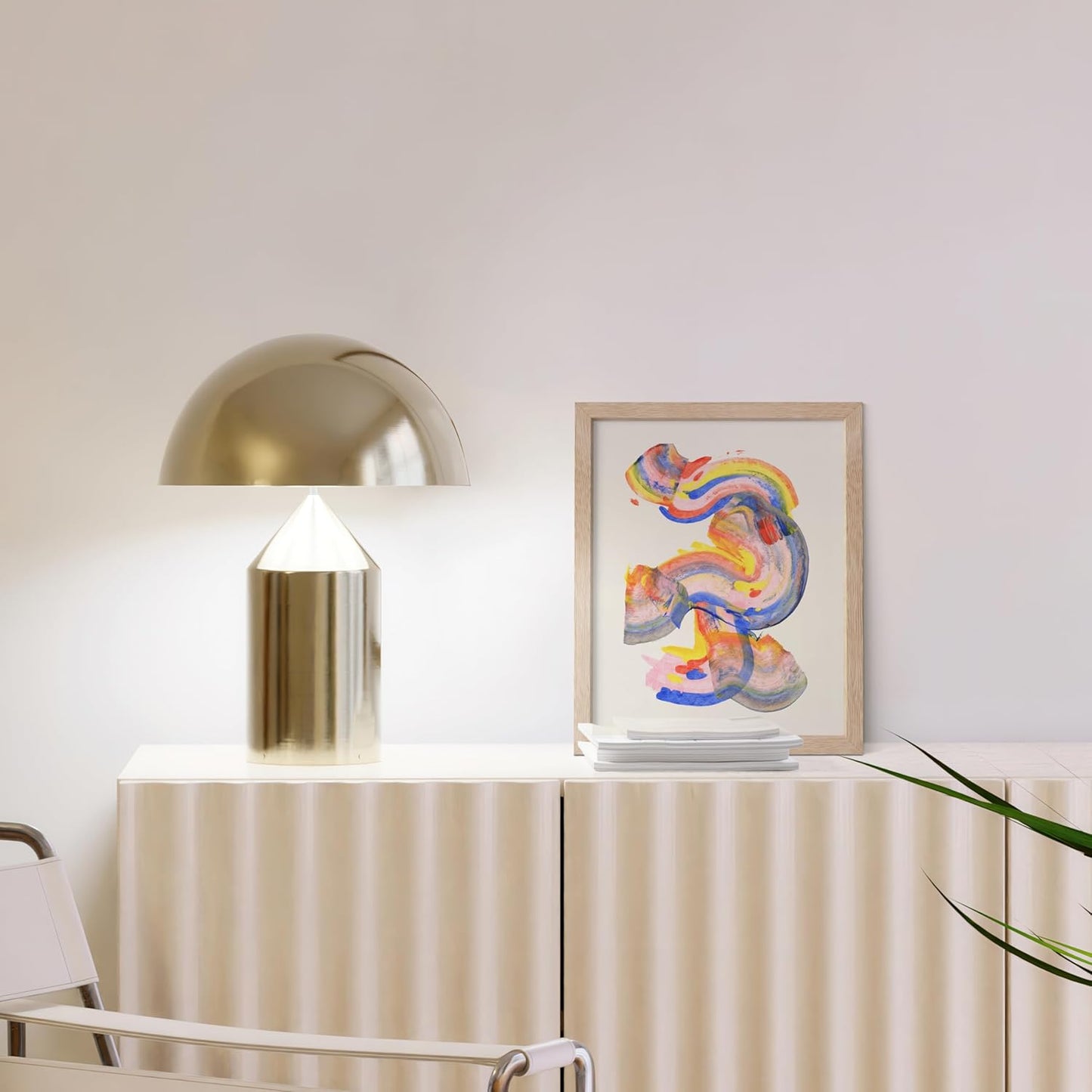 HAUS AND HUES Colorful Abstract Wall Art - Minimalist Retro Picture for Living Room Decor, Red and Pink Modern Wall Art Painting (Abstract Watercolor Swirls, Beige Frame, 8x10)