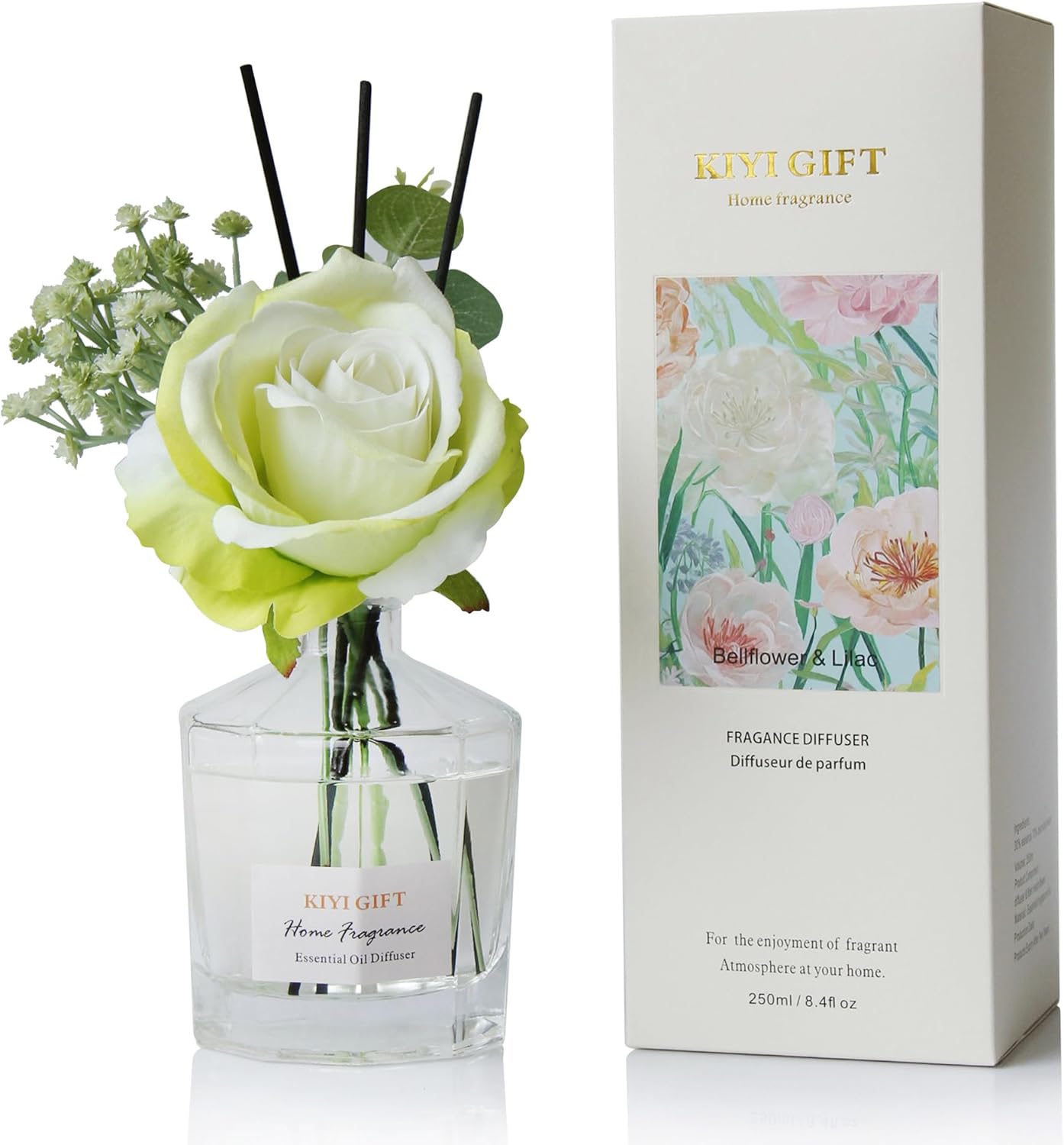 Reed Diffuser Set -8.4 fl oz Scent Diffuser with 6 Reed Sticks, Home Fragrance,Reed Diffuser for Bathroom Shelf Decore (Bellflower)