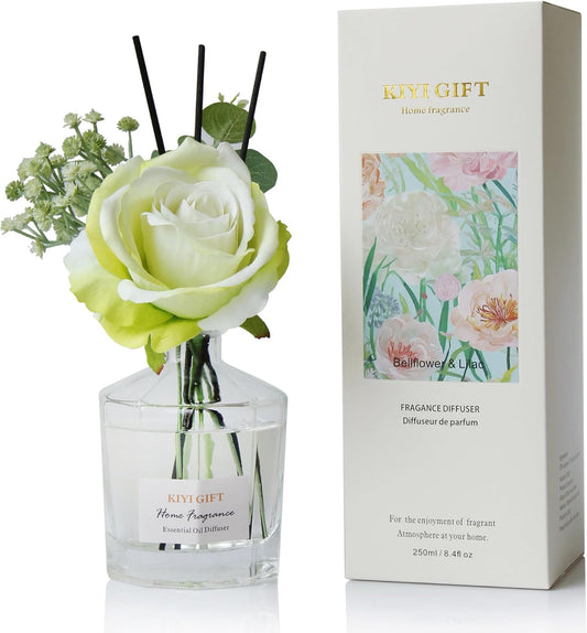 Reed Diffuser Set -8.4 fl oz Scent Diffuser with 6 Reed Sticks, Home Fragrance,Reed Diffuser for Bathroom Shelf Decore (Bellflower)