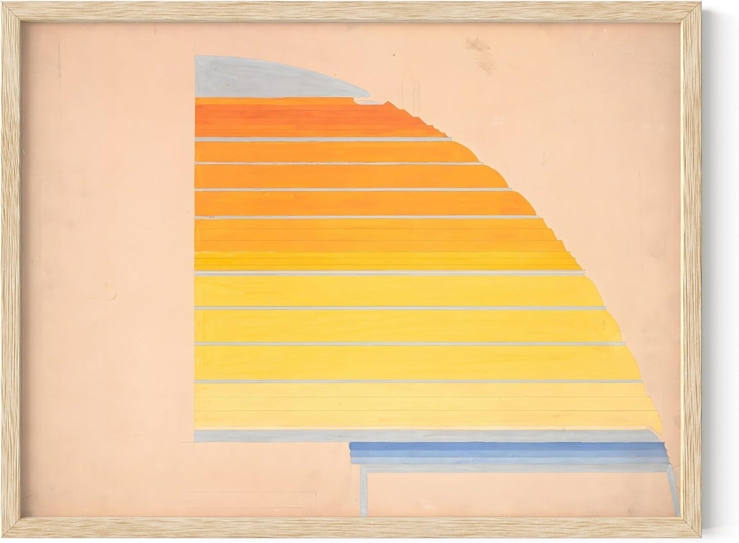 HAUS AND HUES Colorful Abstract Wall Art - Minimalist Retro Picture for Living Room Decor, Red and Pink Modern Wall Art Painting (Winold Reiss, Beige Frame, 12x16)