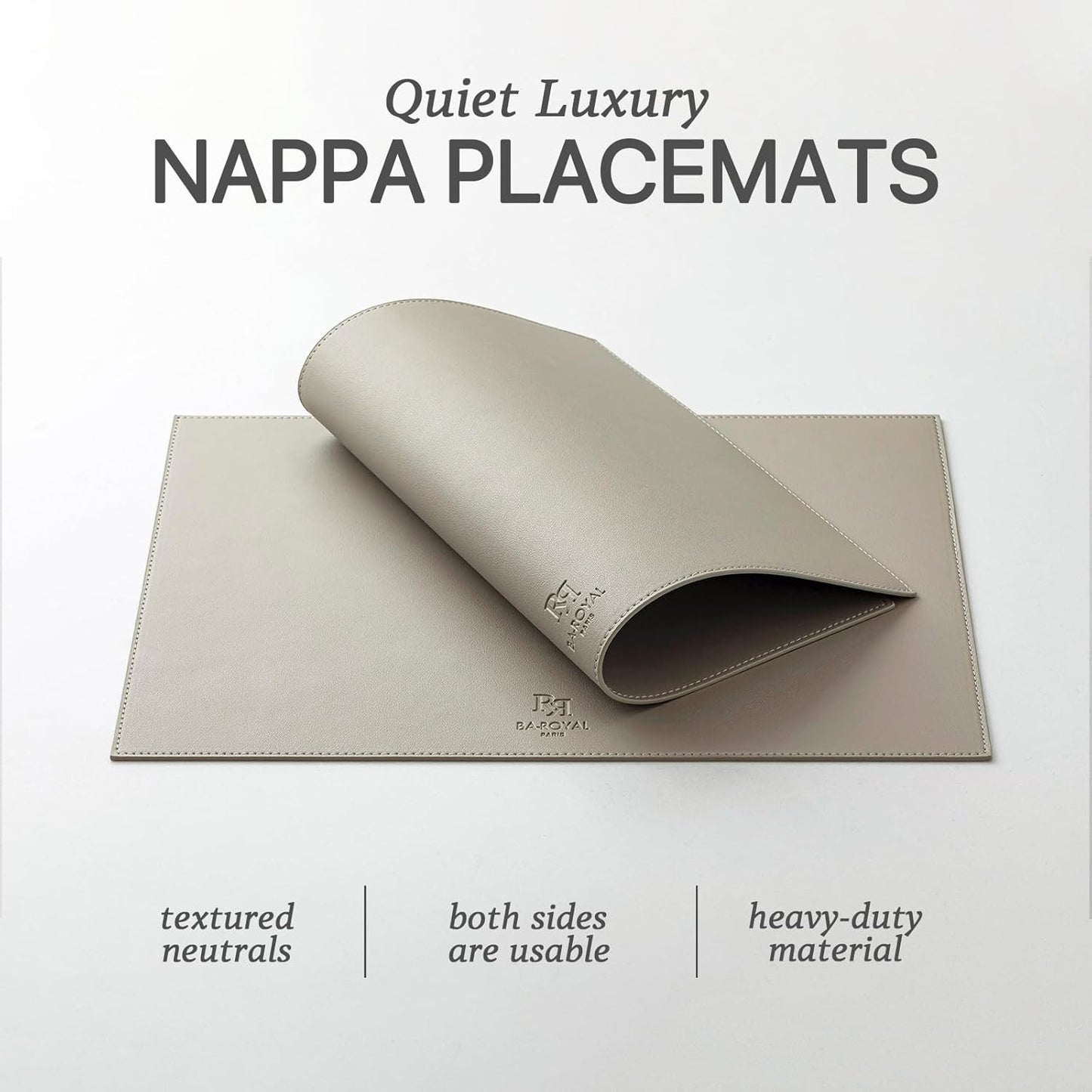 Faux Leather Placemats Set of 4 Vinyl Washable Wipeable Table Mats for Kitchen Dining Table Heat Resistant Waterproof Indoor/Outdoor Placemats Non-Slip Easy Clean Place Mats-Almond Birch