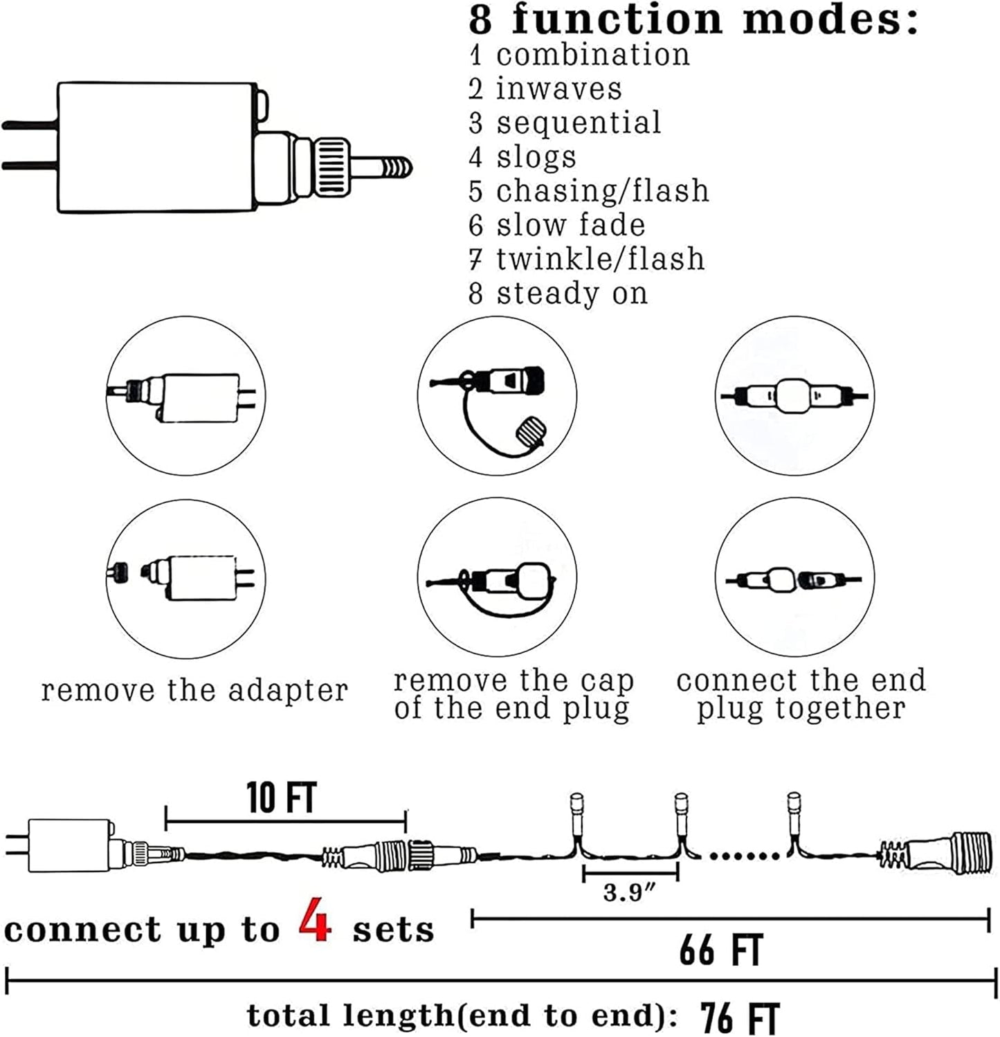 TW SHINE Christmas Lights, 200 LED 66FT Outdoor Christmas Lights Plug in with 8 Modes, Waterproof Light Outdoor, Indoor Xmas Decorations for Party Yard House Decor, Multi-Colored