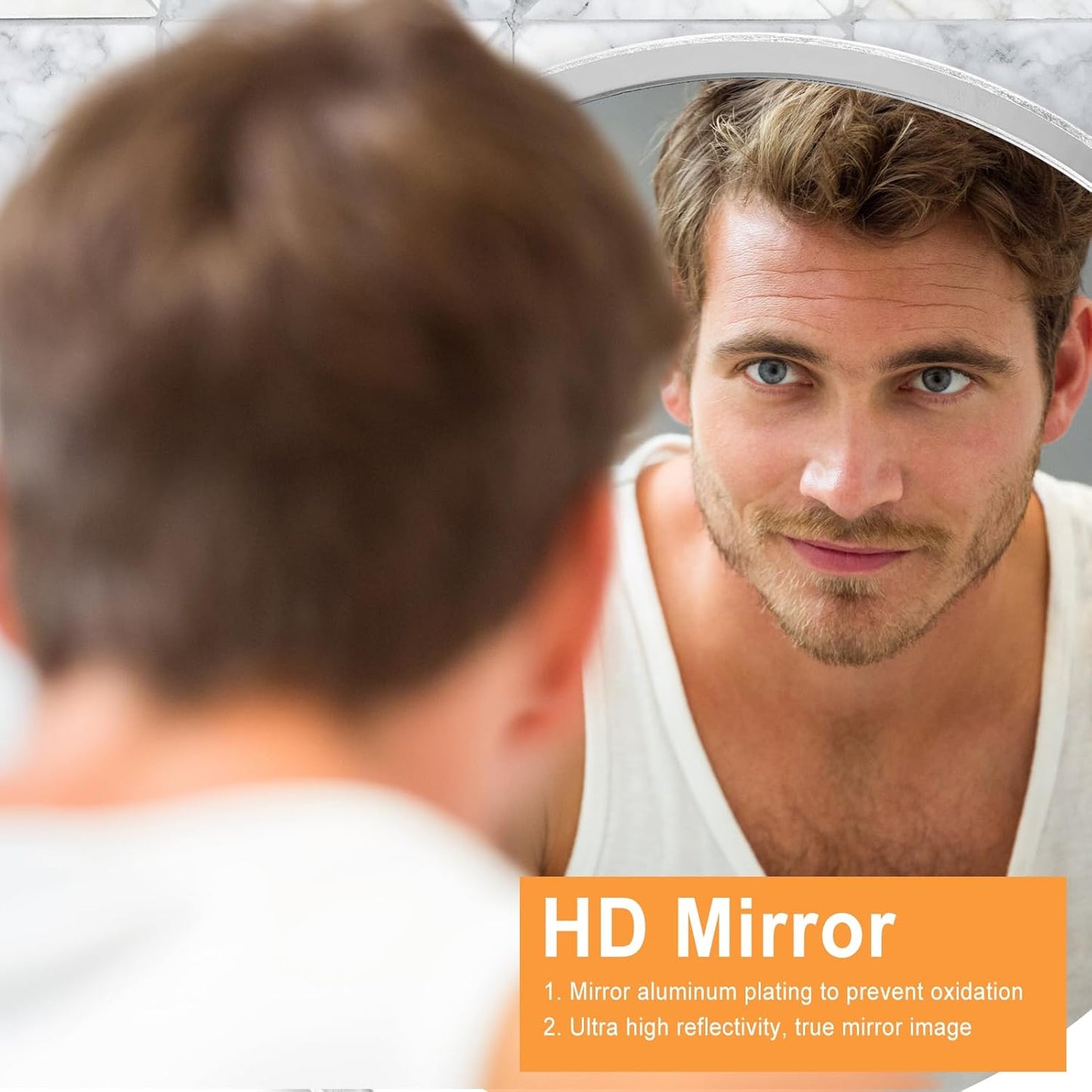 Round Mirror, 24 Inch Silver Wood Frame, Wall Circle Mirror for Bathroom or Nursery Decor