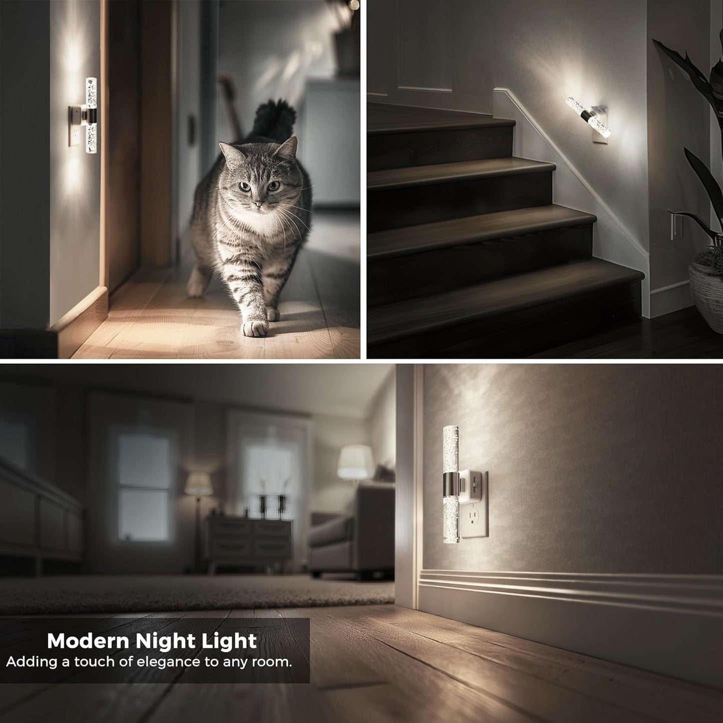 L LOHAS LED Bright Night Light, Night Lights Plug into Wall, 180° Rotating, Auto Light Sensor, Daylight White 5000K, Dimmable Nightlights for Bedroom Bathroom Hallway, 2 Pack