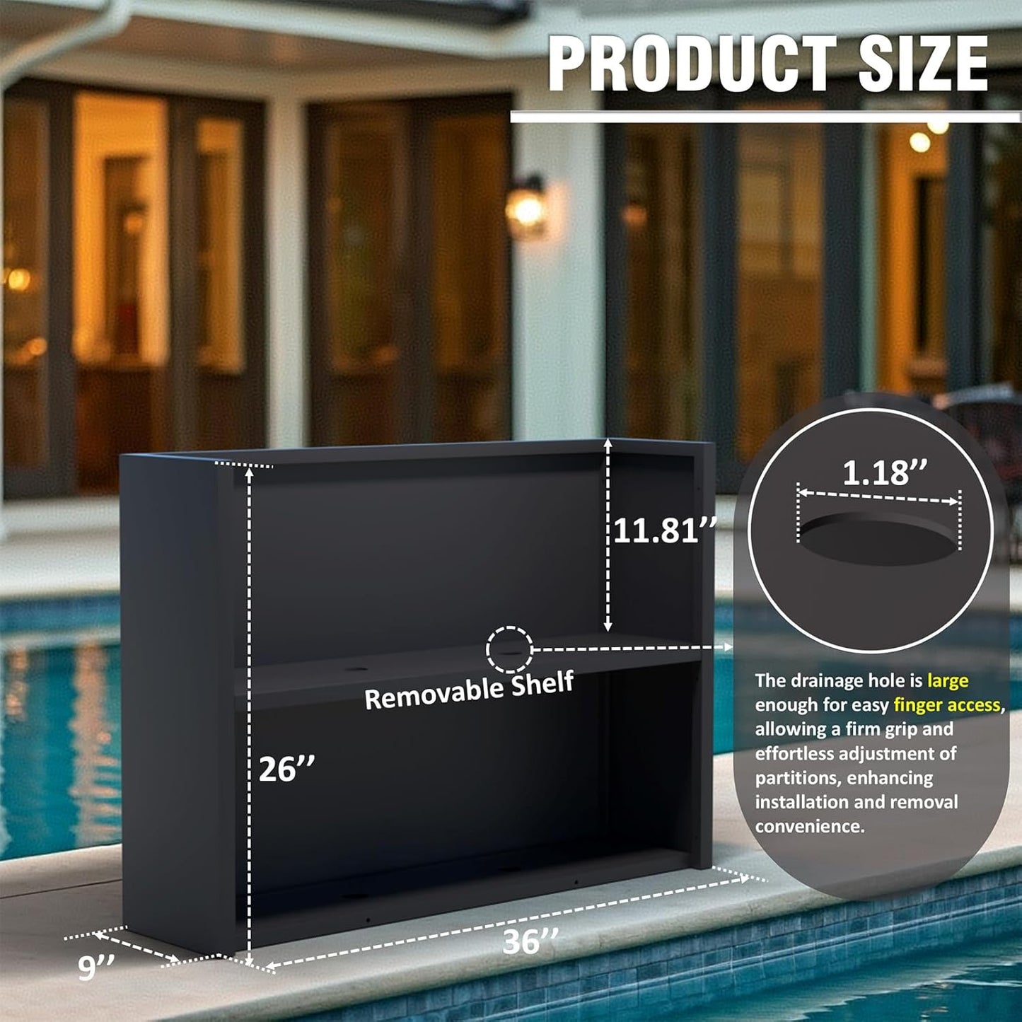 Modern Metal Planter Box 36" L x 9" W x 26" H – Rectangular Galvanized Steel Raised Garden Bed with Drainage Holes & Removable Shelf – Sleek Outdoor & Indoor Flower Planter for Patio, Yard & Porch