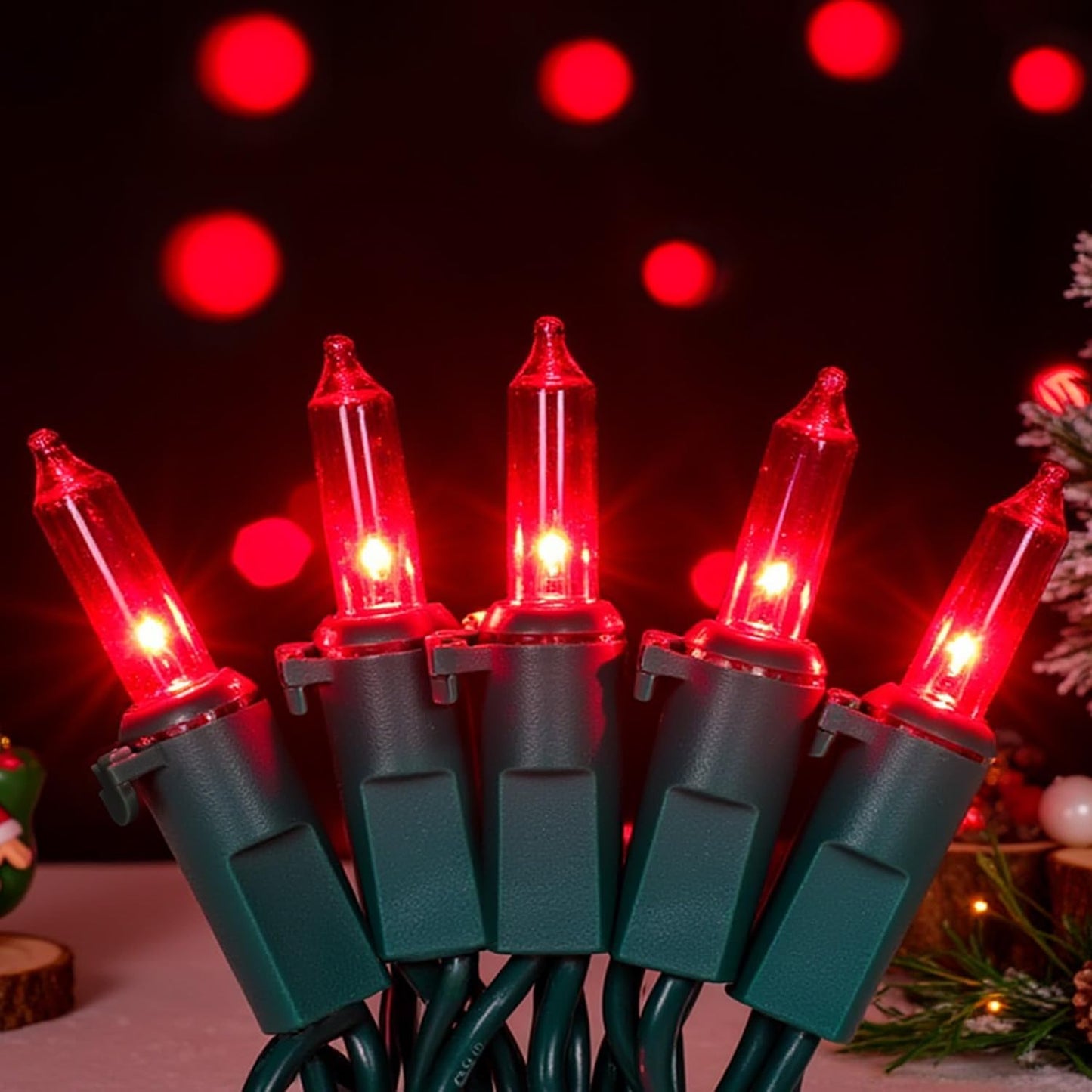 Red Christmas Lights, 13FT 50 Count Incandescent Mini String Lights with Green Wire, UL Certified Connectable Valentine's Day Lights for Indoor Outdoor Garland Party Xmas Holiday