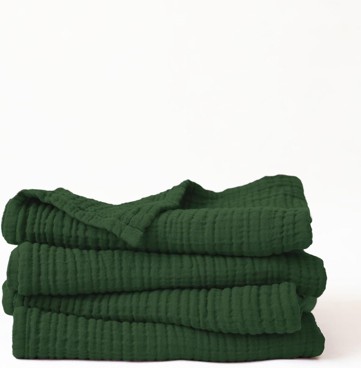 Muslin Hand Towel Pack of 4 18"x34" Inch Large Size, 100% Turkish Cotton, Thin, Soft, Quick-Dry, Lint-Free, Hand Towels (Green, Pack of 4 Hand Towels)