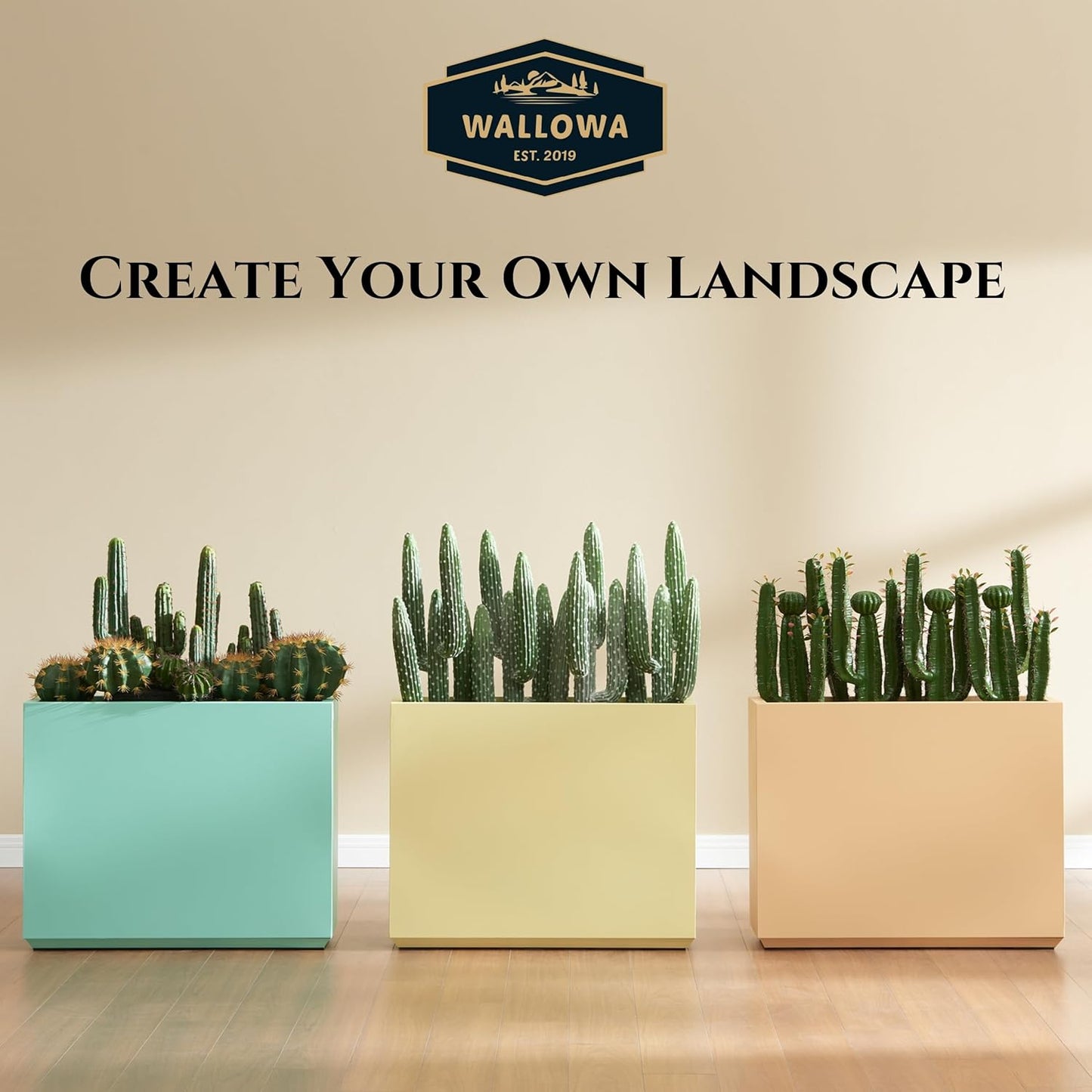 Wallowa Metallic Heavy Outdoor Span Planter Box, Long and Tall Divider Planters, Flower Pot, Plant Container 30Lx10Wx24H, Bright Yellow, No Assemble and Seamless 30.8 Pounds