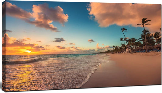 Large Beach Canvas Wall Art Decor for Living Room Sunset Coastal Painting Print Framed Ocean Nature Landscape Picture Poster for Office Dedroom Home Decoration 20" X 40"