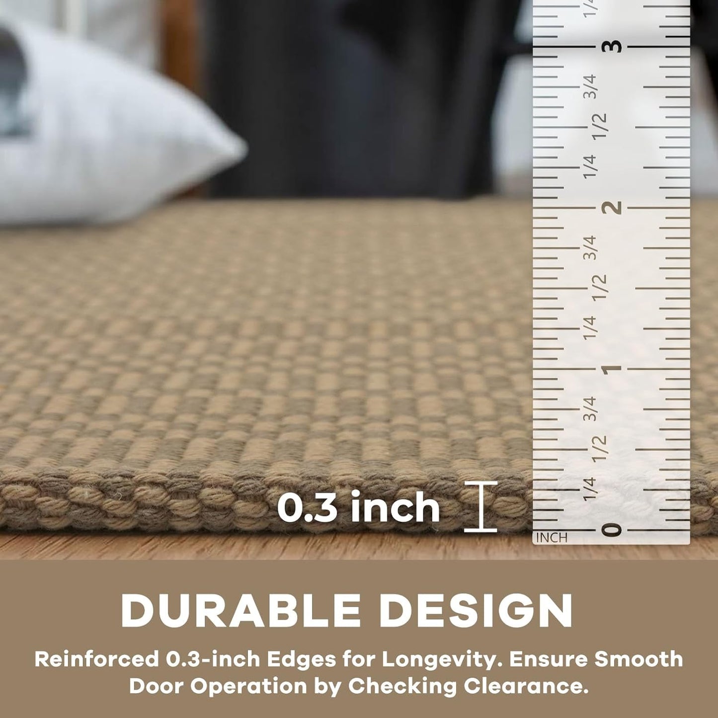 KOZYFLY Washable Runner Rug 2x6 Ft Runners for Hallways Kitchen Runners with Rubber Backing Braided Cotton Entryway Runner Indoor, Carpet for Hallway Kitchen Entryway Bedroom, Beige/Khaki