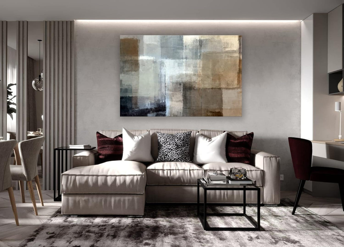 Baisuart A61269 Canvas Prints Abstract Wall Art Print Paintings Grey and Brown Stretched Canvas Wooden Framed for Living Room Bedroom and Office Home Decor Artwork XLarge 24x36inch