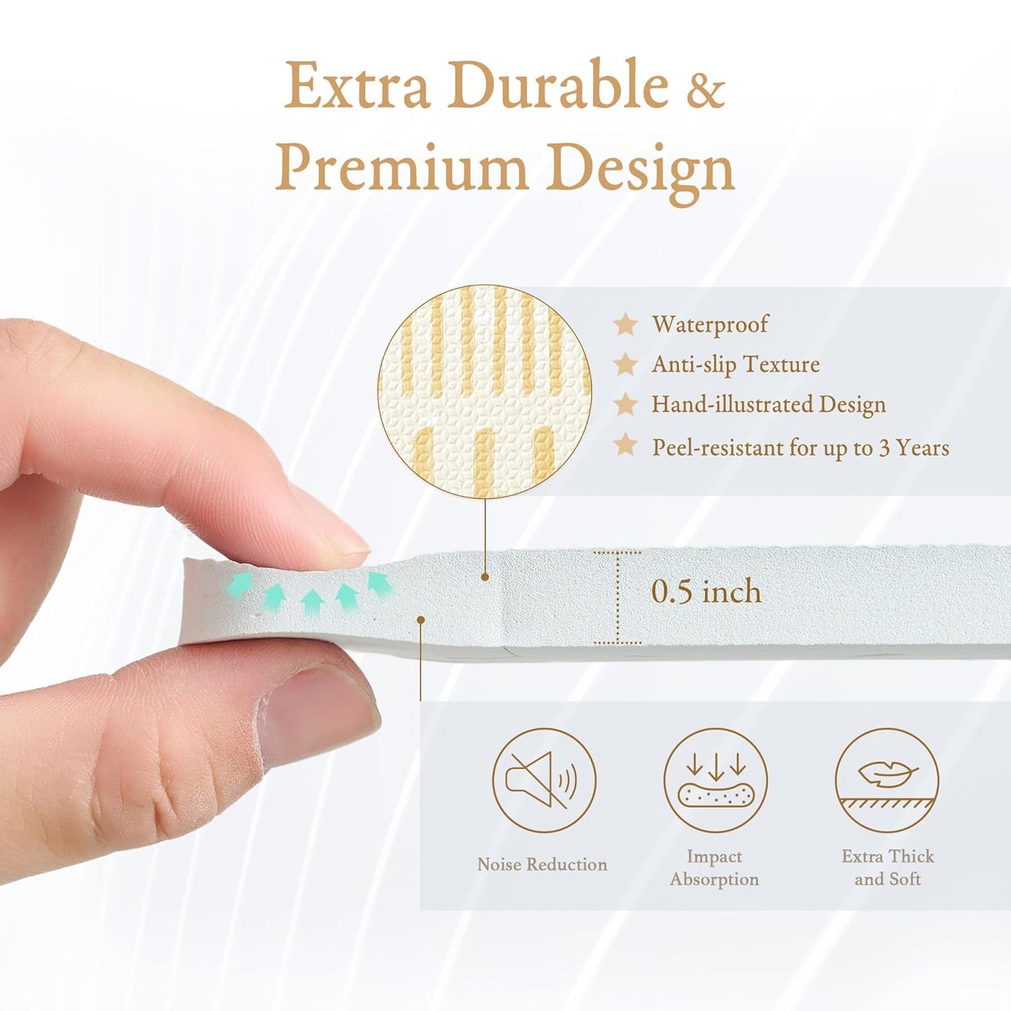 PopsyKosy Premium Exercise & Baby Foam Play Mats - Stylish & Large Non-Toxic Odorless Floor Mat - 6 Tiles - Spacious 6ft x 4ft - Peel-Resistant Reinforced, Soft Thick, Waterproof - Ecru Linen