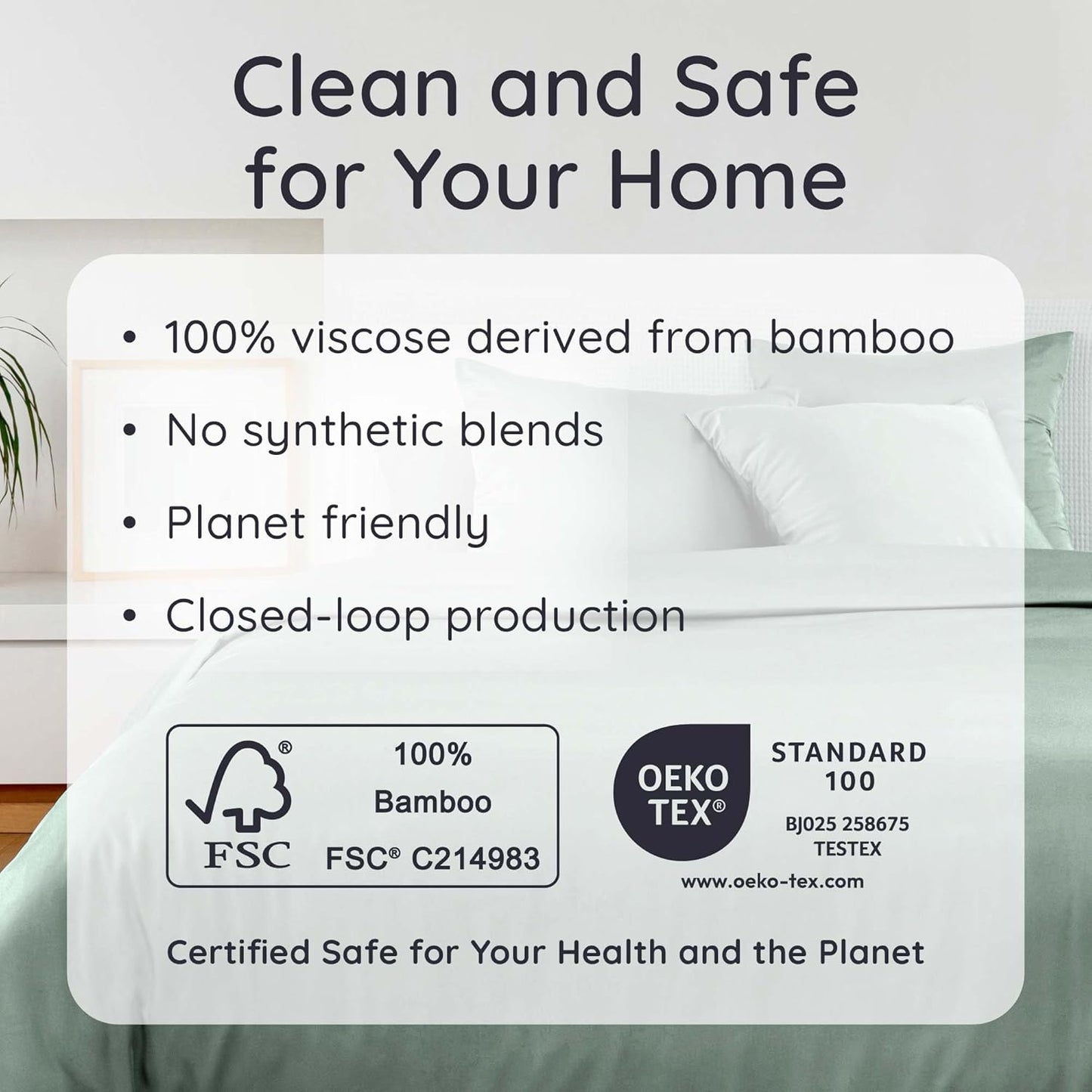 Bambaw 100% Viscose Derived from Bamboo Sheets Queen Size Deep Pocket Set – 4pcs Hotel Luxury Bedding Set, Fits Up to 16'' with Elastic Corner Straps, Ultra Soft Cooling Sheets Queen Size (Sea Glass)