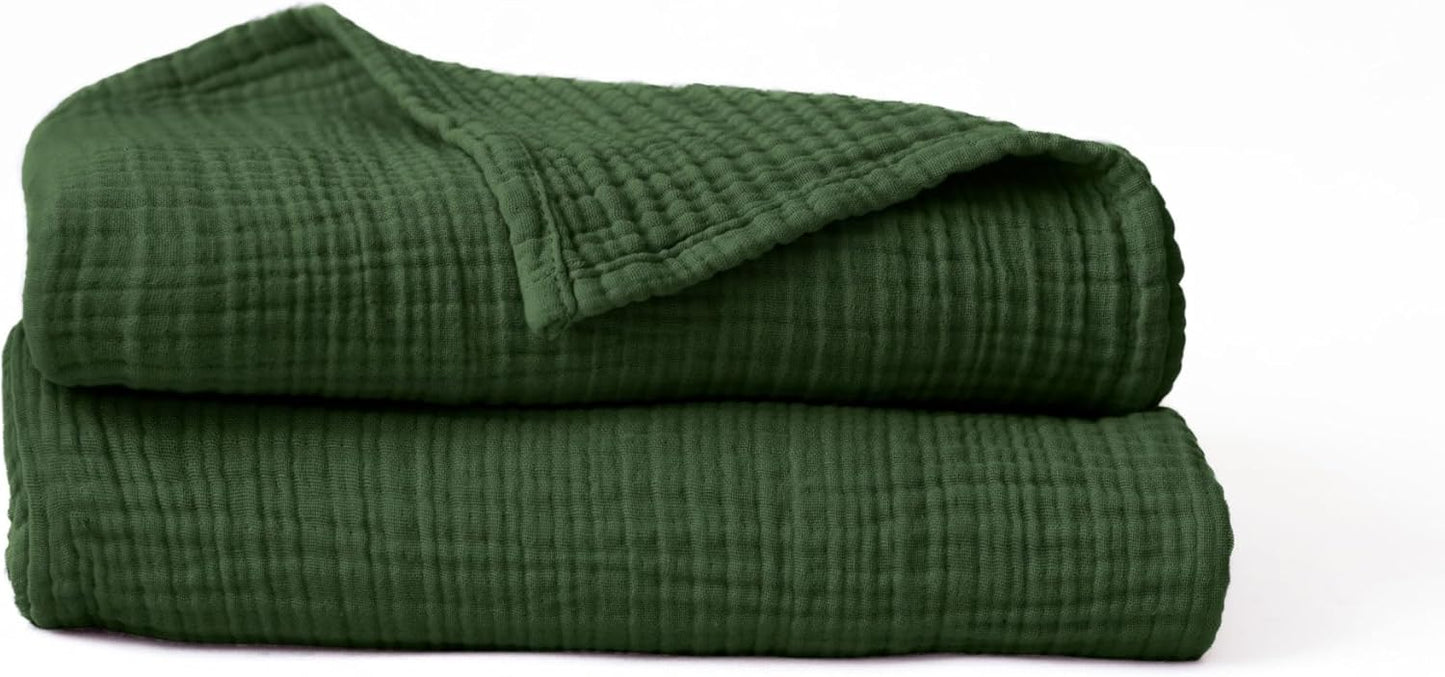 Muslin Bath Towels Pack of 2-32"x67" Inch Large Size, 100% Turkish Cotton, Thin, Soft, Quick-Dry, Lint-Free, Muslin Bathroom Towels (Green, Pack of 2 Bath Towels)