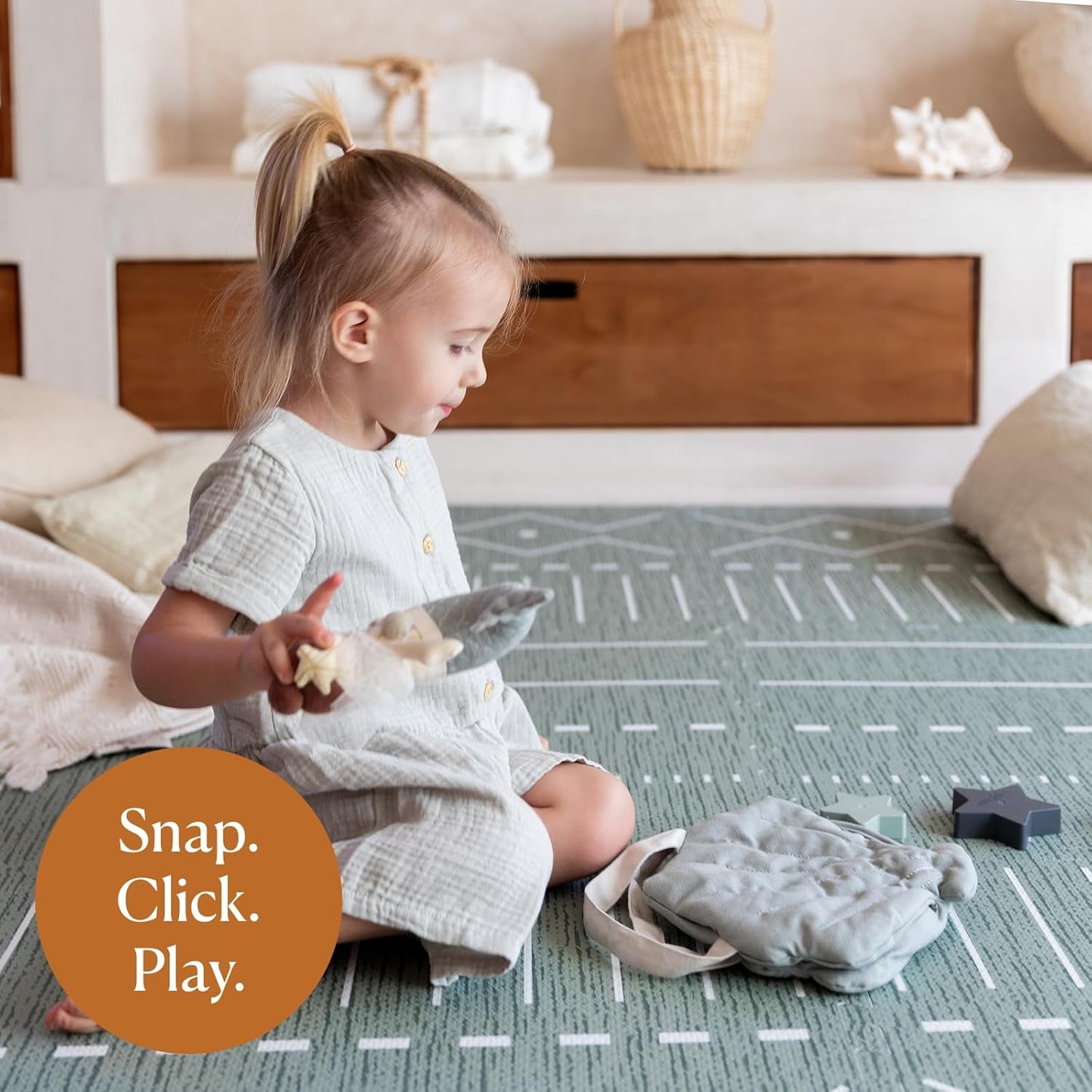 Toddlekind Playmat - Premium Foam Playmat, 4 x 6 feet, 6 Tile Extra Thick Foam Floor Puzzle Mat for Babies/Toddlers Stylish, Non-Toxic, Odorless. Perfect for Tummy Time, Crawling, and Play. Ideal for Nursery and Playroom. 0m+