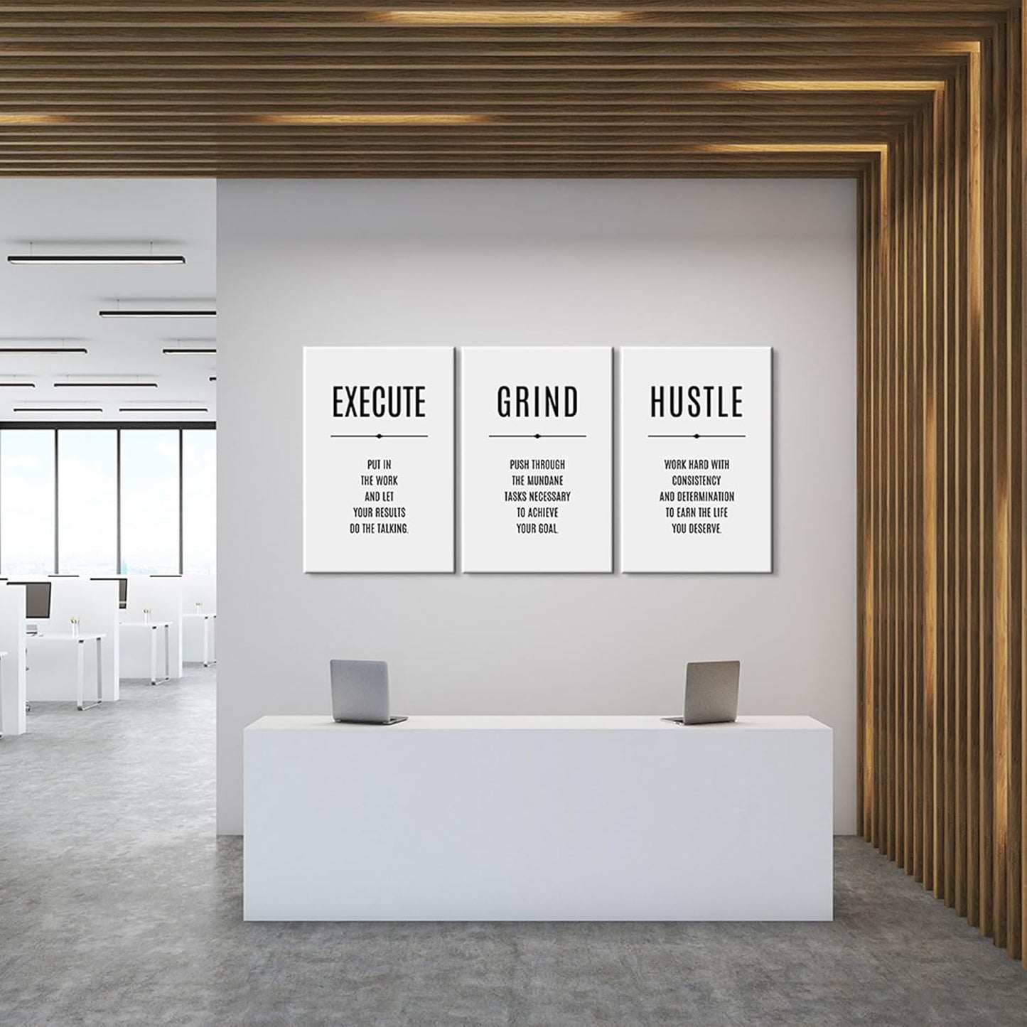 Mistyefly 3 Piece Hustle Grind Execute Wall Art Inspirational Motivational Office Decor Quotes Poster for Home (20''Wx28''Hx3PCS)