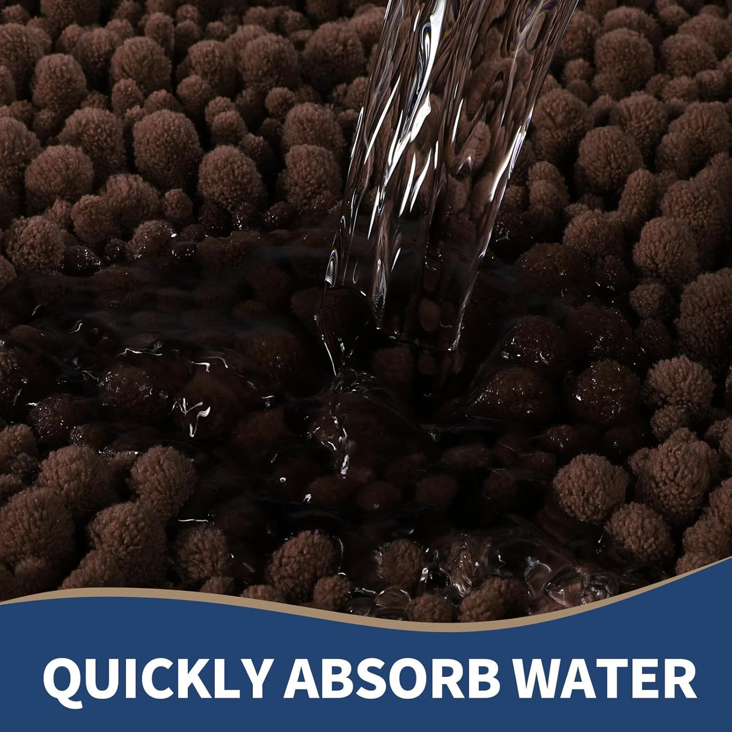 Yimobra Bathroom Rugs Sets 2 Piece - Quick Dry Extra Thick Luxury Chenille Bath Mat, Non Slip Super Absorbent for Tub Shower Sink, Machine Washable Shaggy Floor Mat, 32"x20"+24"x17" Inch, Brown