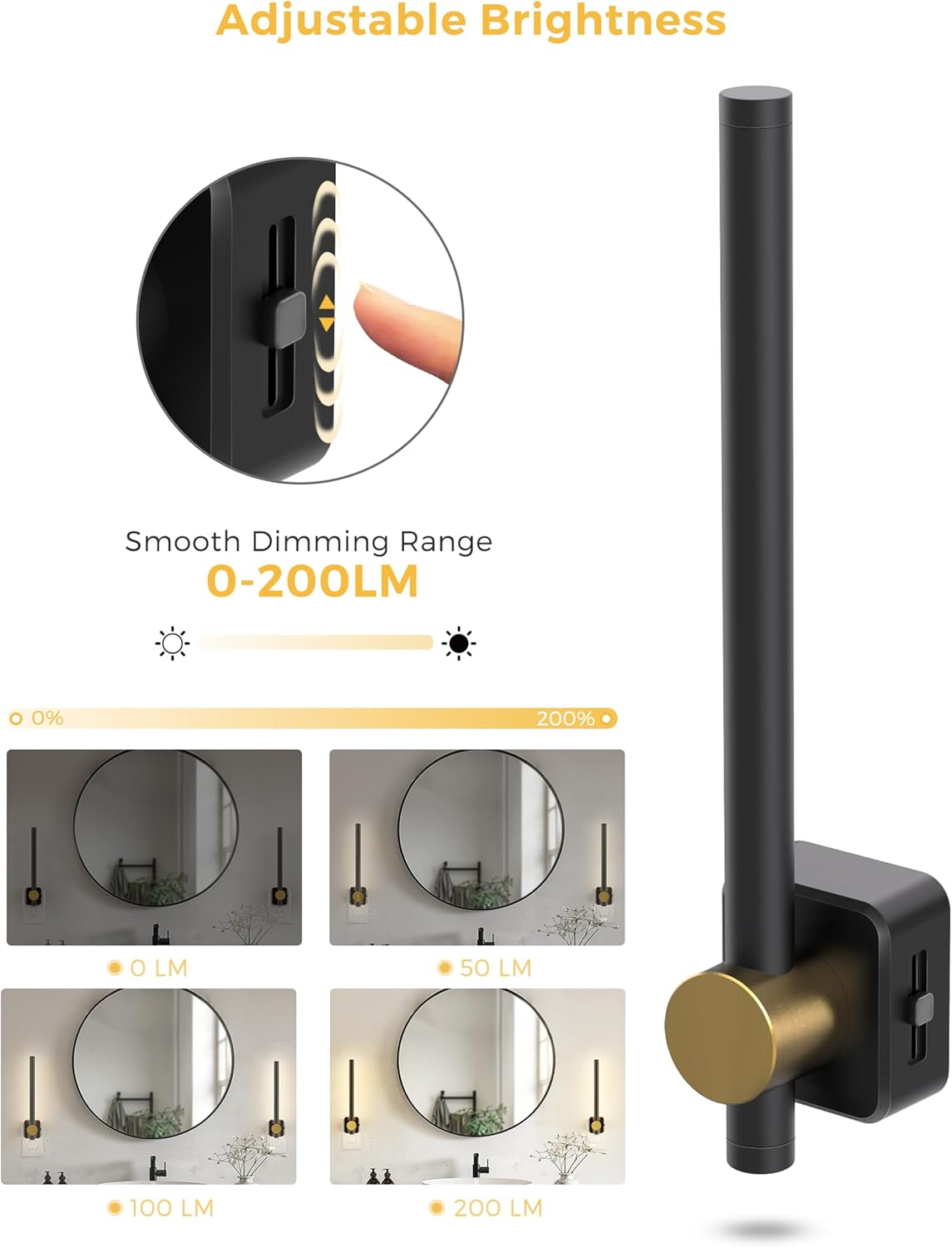 L LOHAS LED Night Light, [2-Pack] Night Lights Plug into Wall, Dimmable Night Light 0-200LM, Nightlights Black and Gold Vanity Nightlights for Bathroom Bedroom, Soft White 3000K, Dusk to Dawn Sensor