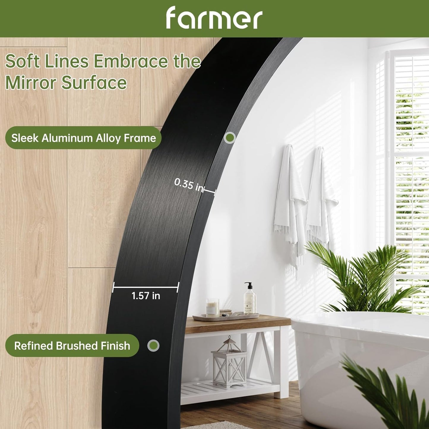 FARMER Black Oval Mirror, 22x30 Inch Oval Bathroom Mirror, Metal Frame Wall Mirror, Gold Mirror, Wall Mounted Bathroom Vanity Mirror for Bedroom, Living Room, Entryway, Vertical or Horizontal