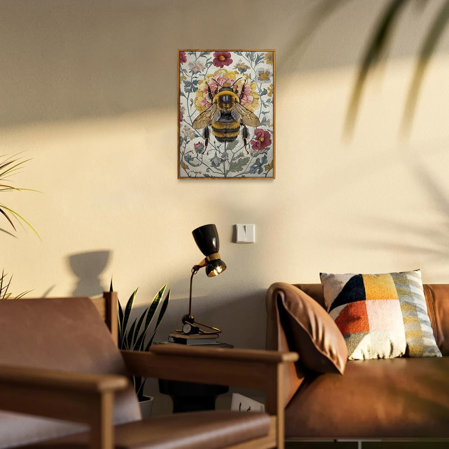 Djmwtb Vintage Framed Wall Art Bee Canvas Wall art Botanical Flower Art Prints Nature Paintings Artwork Pictures Wall Decor for Bedroom Living Room 8x10in