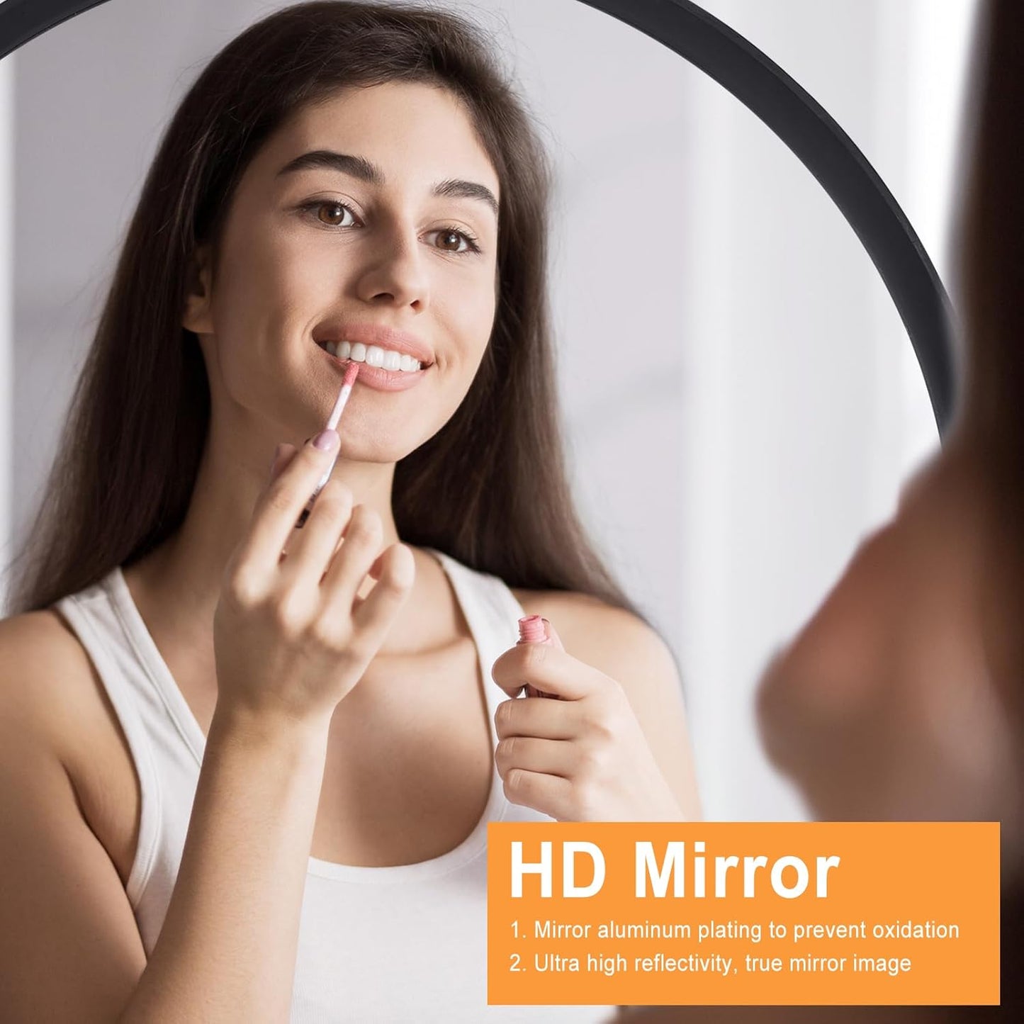 Round Mirror 24 Inch, Black Wood Frame, Wall Circle Mirror for Bathroom, Nursery, Living Room Decor