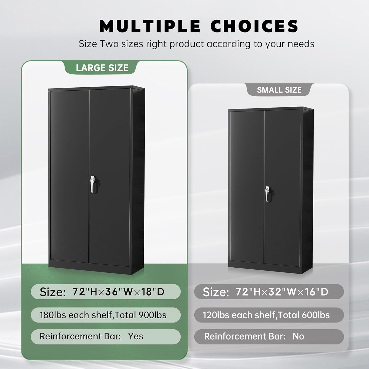 Greenvelly Metal Storage Cabinet with Lock,71" Metal Garage Cabinet with 2 Doors and 4 Adjustable Shelves,Lockable Storage Organization, Steel Tool Cabinets for Office,Home,Garage,Gym,School (Black)