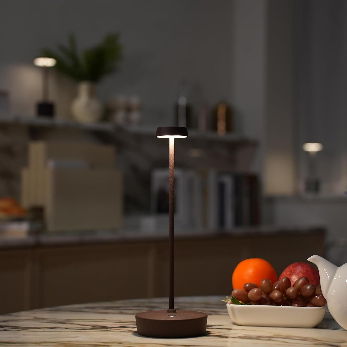 2Pack Cordless LED Table Lamp，Rechargeable Battery Desk Lamps, 3 Color Stepless Dimmable Metal Battery Table Lamps, Portable Waterproof Table Light for Indoor/Outdoor/Restaurant