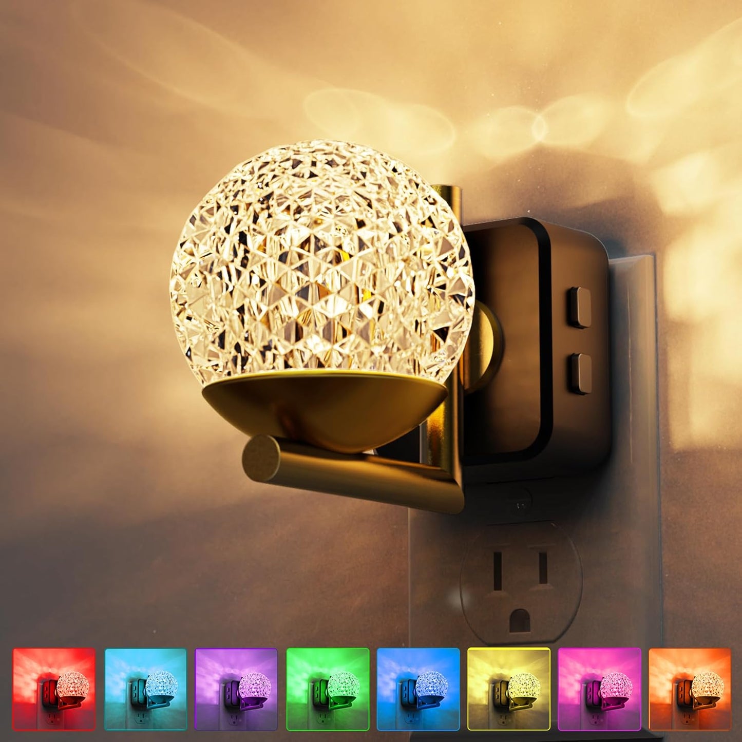 L LOHAS LED Night Lights Plug Into Wall,Dusk to Dawn Sensor,10-Color RGB Dimmable Night Light, 180°Rotating Plug in Night Light for Bathroom, Hallway, Bedroom, Stairway