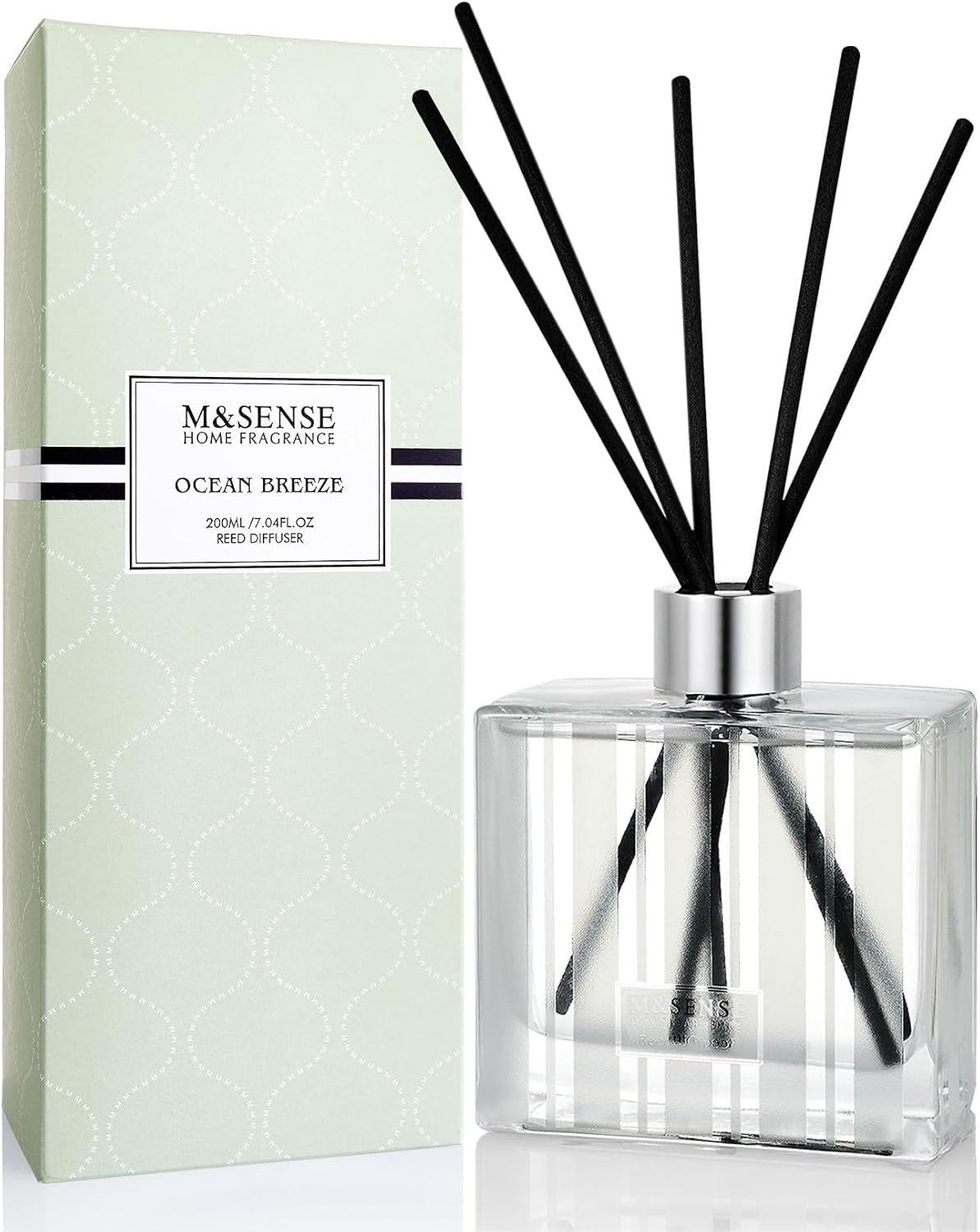 M&SENSE Reed Diffuser Set - 7.04oz Ocean Breeze Scent Diffusers with Sticks for Home, Oil Fragrance with Sticks, Shelf Decor for Bedroom Bathroom Office