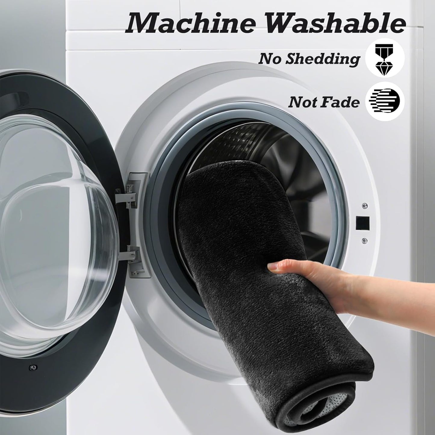 HUXMEYSON Bathroom Rugs Sets 2 Piece, Non-Slip & Quick Dry Bath Mat Set, Ultra Soft Velvet Bath Rugs for Bathroom, Toilet and Shower Floor, Black