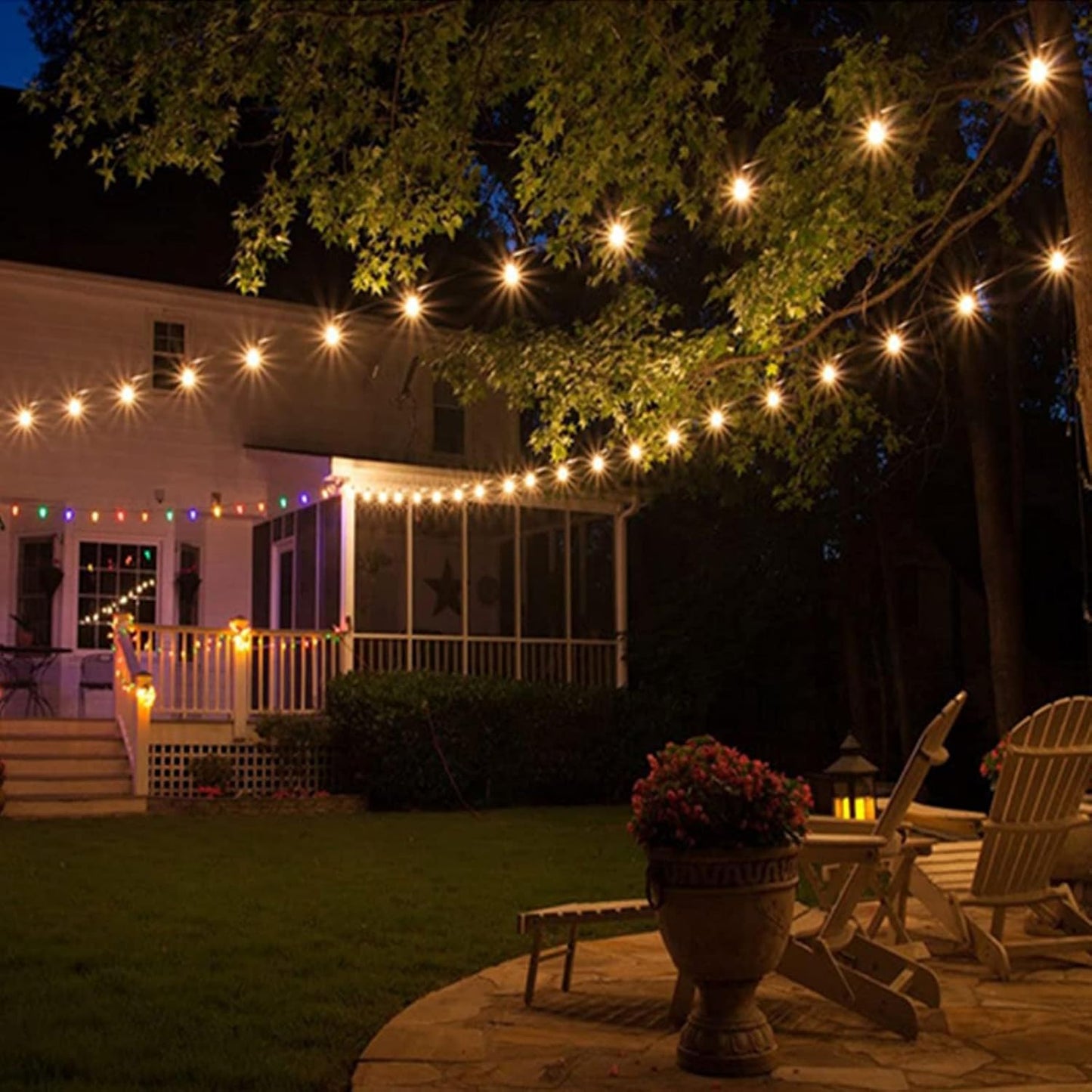 Lightdot 100FT Solar Outdoor String Lights, Waterproof Cafe Patio Lights with Shatterproof LED Bulbs, 2700K Warm White, Create Bistro Ambience On Your Garden Gazebo Backyard Decorative