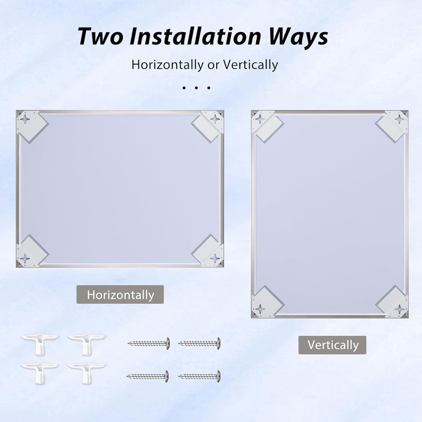 24x32 Inch Nickel Bathroom Mirror for Wall, Aluminum Frame Rectangle Rectangular Vanity Mirror, Modern Large for Bedroom, Living Room, Horizontal or Vertical