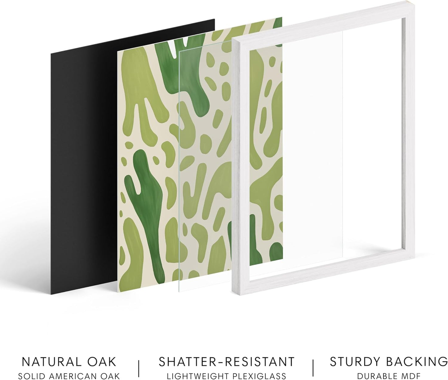 HAUS AND HUES Modern Abstract Wall Art - Blue and Green Living Room Art, Modern Artwork for Walls, Minimalist Picture for Living Room(Green Pattern, White Frame, 12x16)