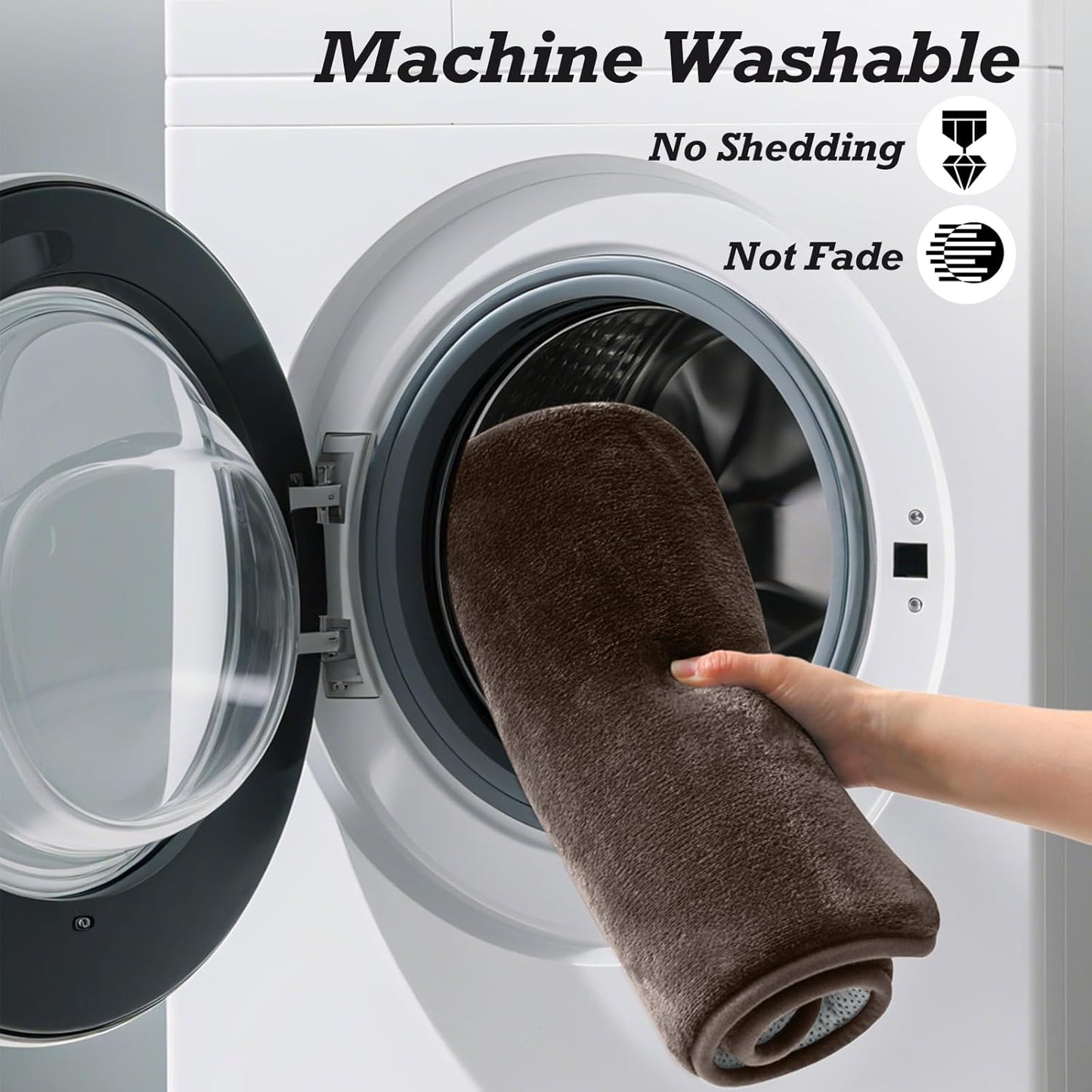 HUXMEYSON Bathroom Rugs Sets 3 Piece, Non-Slip & Quick Dry Bath Mat Set, Ultra Soft Velvet Bath Rugs for Bathroom, Toilet and Shower Floor, Brown