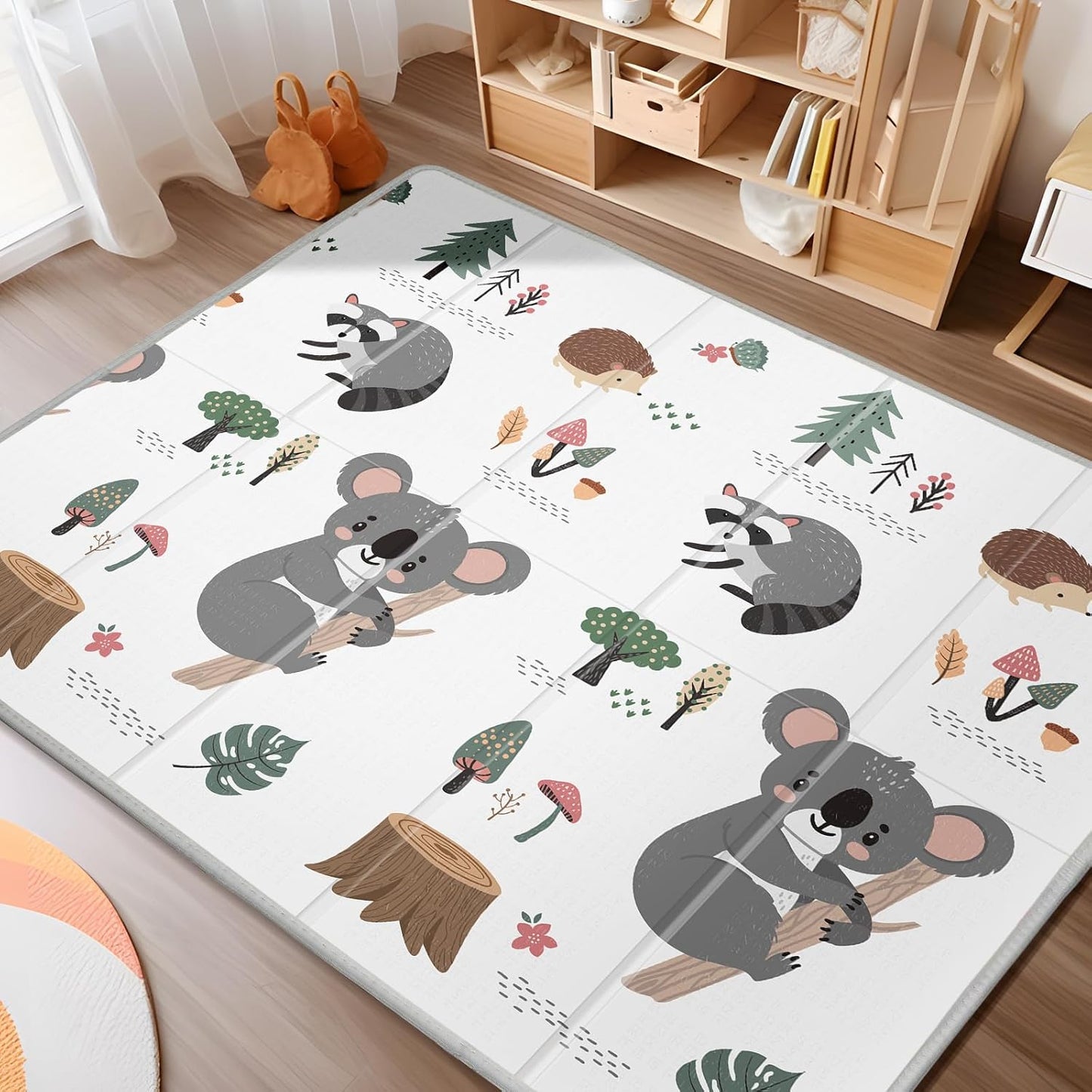 Baby Play Mat, PIGLOG Extra Large Foldable Play Mat for Babies and Toddlers, Infants, Upgraded Tear Proof Baby Crawling Mat, Reversible Waterproof Portable Playmat for Indoor Outdoor 71" x 79", Koala