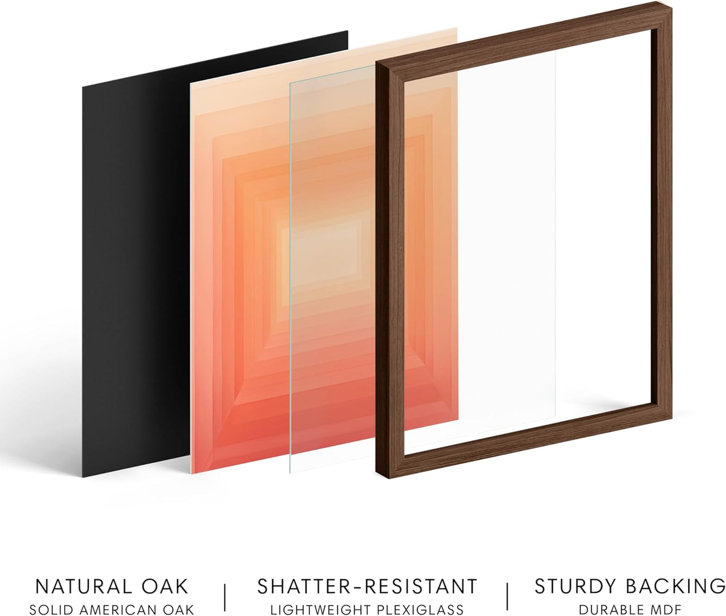 HAUS AND HUES Pink Geometric 2 Art Print with Walnut Oak Frame 16x20