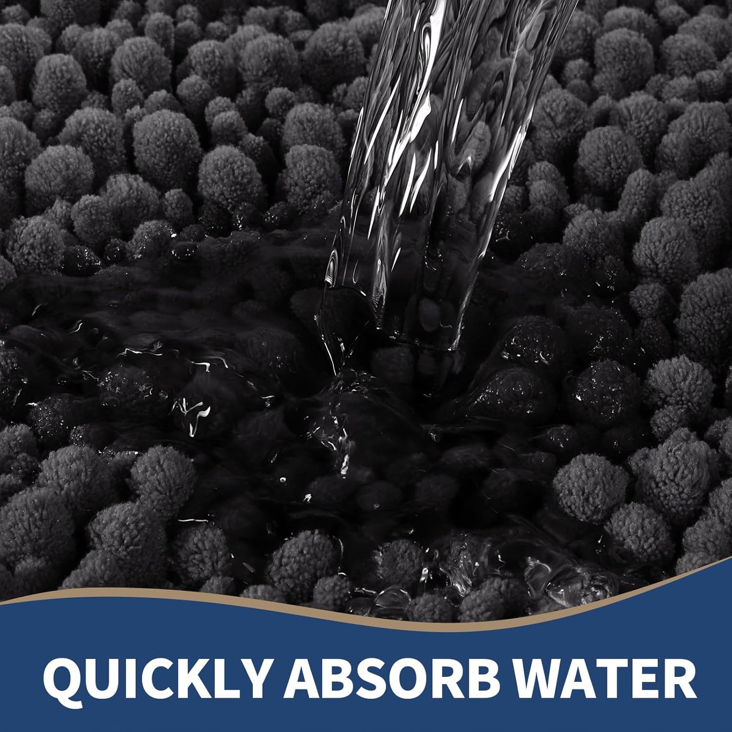 Yimobra Bathroom Rugs Sets 2 Piece - Quick Dry Extra Thick Luxury Chenille Bath Mat, Non Slip Super Absorbent for Tub Shower Sink, Machine Washable Shaggy Floor Mat, 32"x20"+24"x20" Inch, Dark Grey