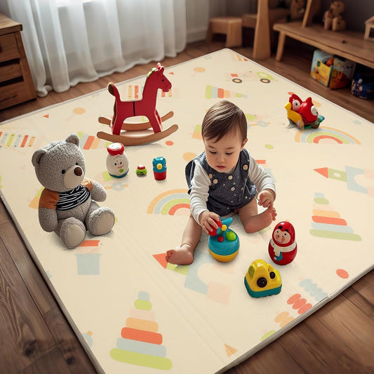 Play Mat for Babies 79x71 | 0.8Inch Thick Foldable Baby Foam Playmat | Waterproof Playmat for Toddler Crawling | Reversible XPE Large Floor Playroom Mat Kids