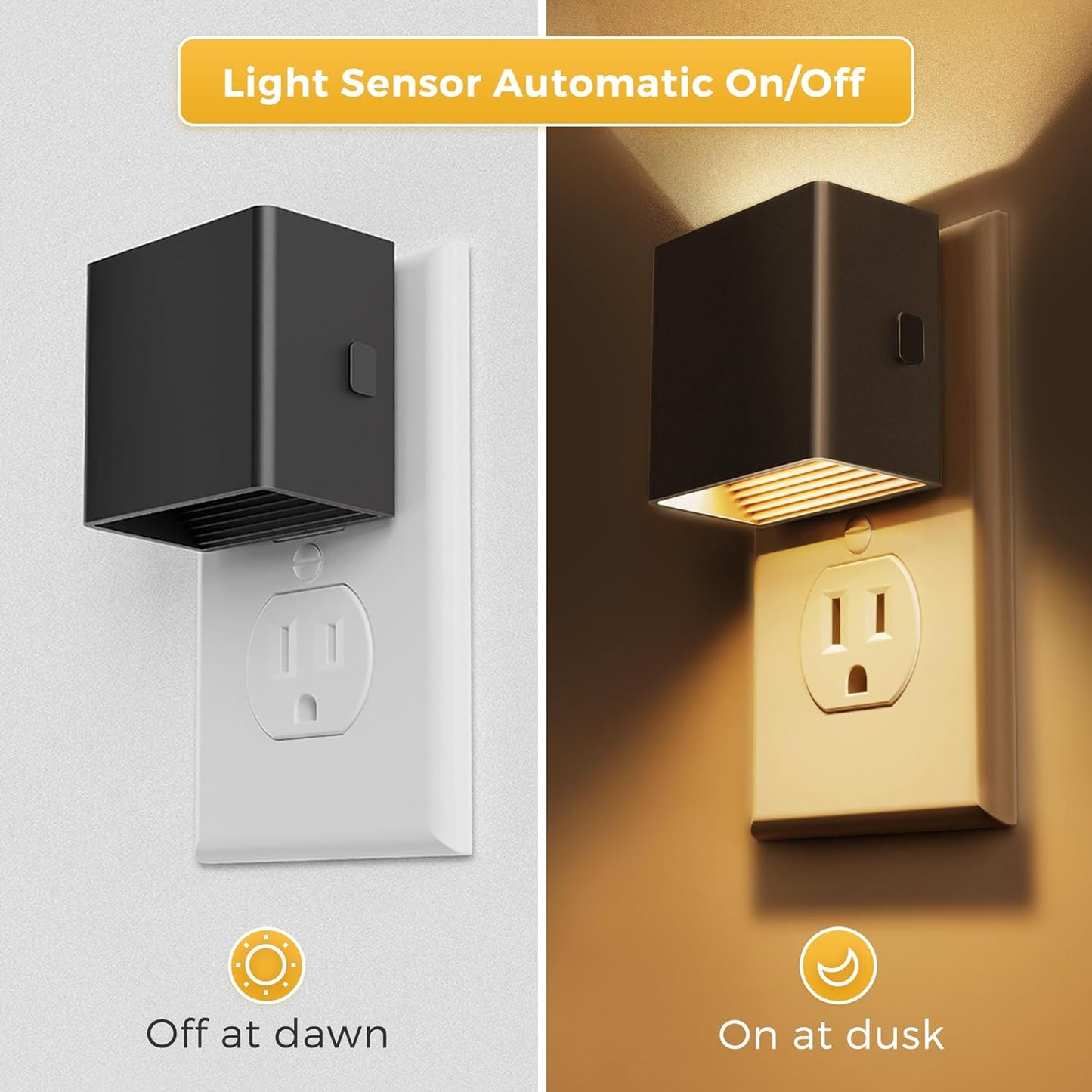 L LOHAS LED Night Lights Plug into Wall,[2-Pack] Plug in Night Light with Dusk to Dawn Sensor,3CCT 1600K/2700K/5000K,Brightness Adjustable,Nightlight for Adults Bathroom Bedroom