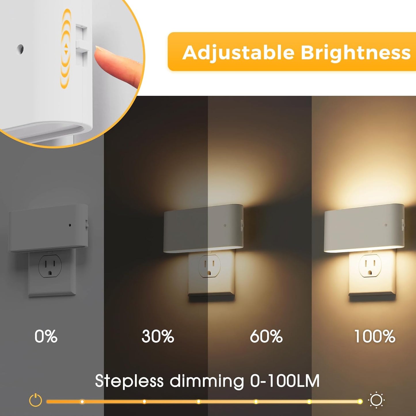 L LOHAS LED Night Light, 2 Pack Dimmable Modern LED Night Lights Plug into Wall,Dusk to Dawn Sensor Night Lights for Kid, 0-100LM 3000K Soft White Nightlight for Hallway Bedroom Stairway