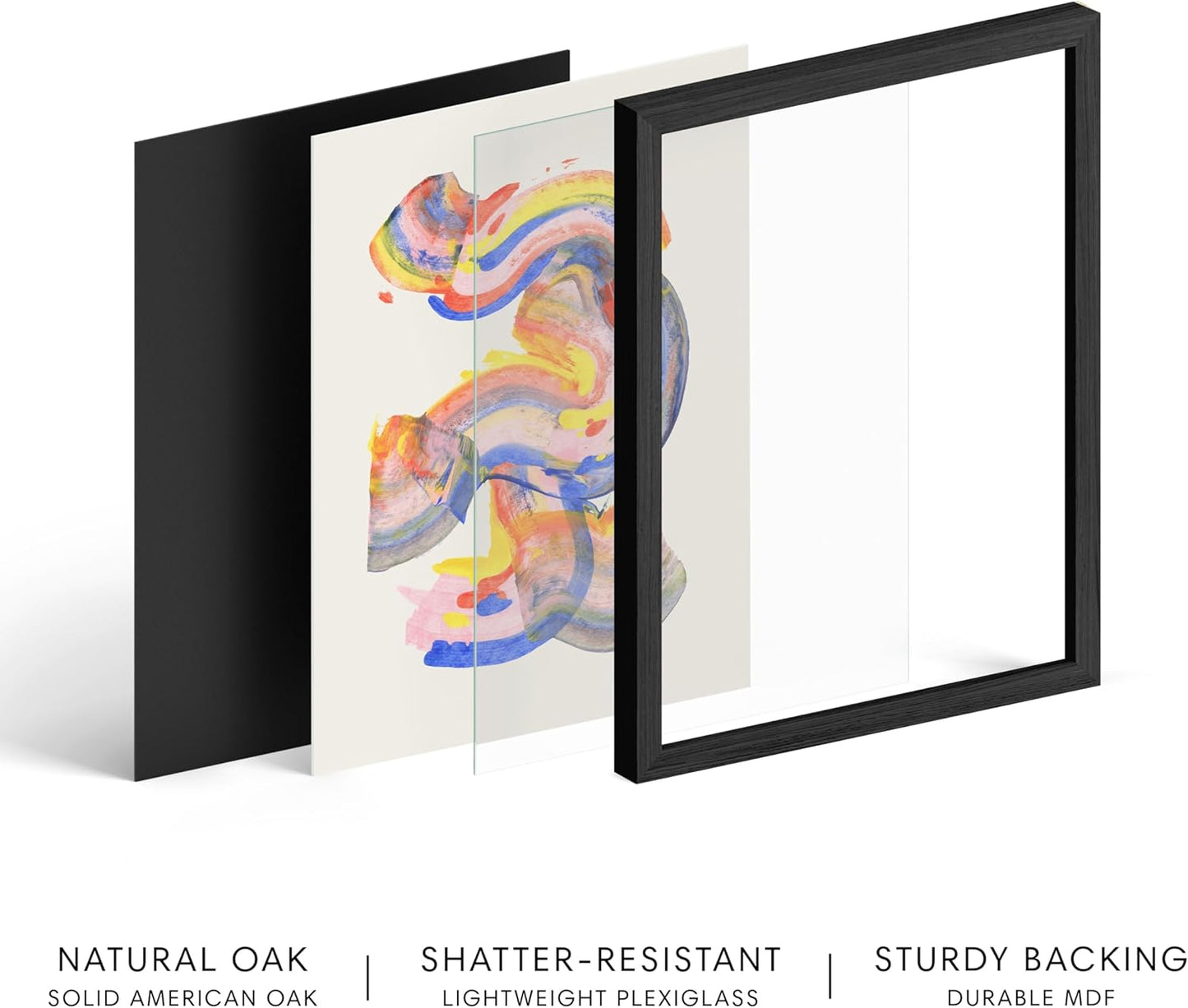 HAUS AND HUES Colorful Abstract Wall Art - Minimalist Retro Picture for Living Room Decor, Red and Pink Modern Wall Art Painting (Abstract Watercolor Swirls, Black Frame, 8x10)