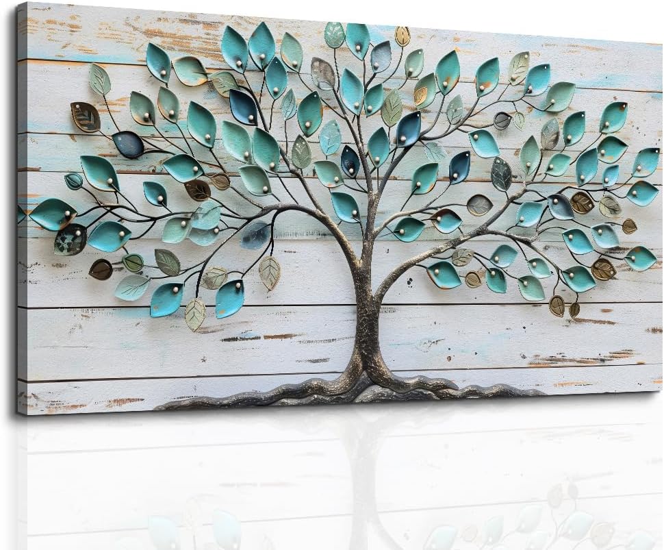 MHARTK66 Canvas Wall Art Colorful Trees Large Paintings For Living Room Abstract Wall Decor Bedroom Farmhouse Artwork For Office Blue Landscape Watercolor Pictures Rustic Wall Hanging Decor 20x40
