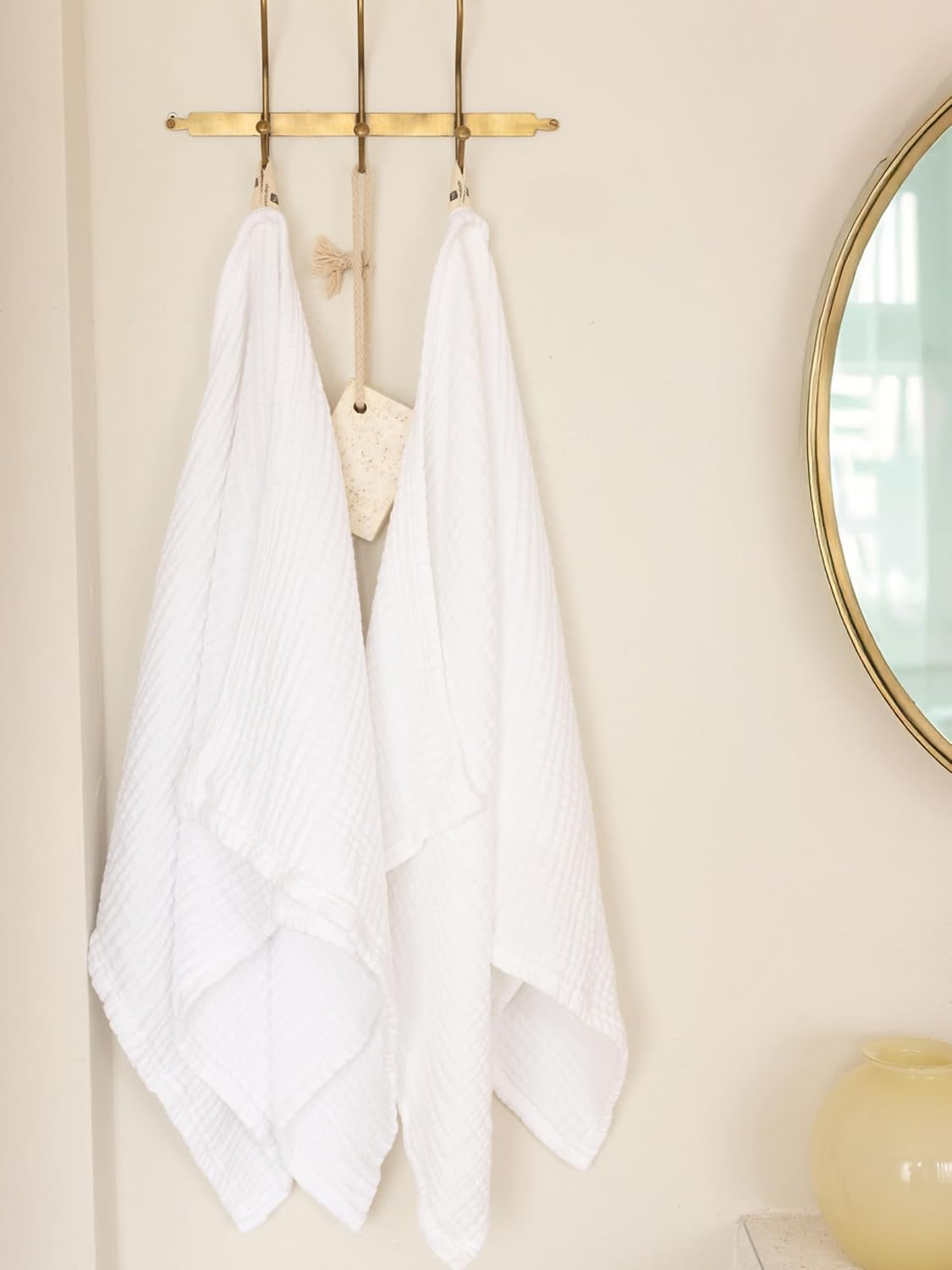 Muslin Bath Towels Pack of 2, Luxury 100% Turkish Cotton Thin Soft Quick-Dry Lint-Free Large Size Bath Hand Bathroom Towel Sets (White, Pack of 2 Bath Towels)