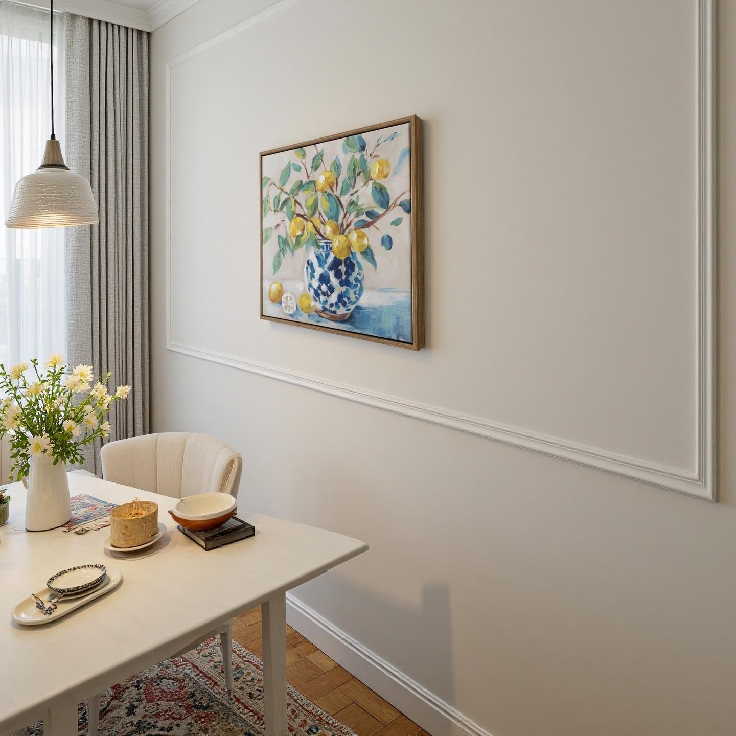 Framed Vintage Kitchen Wall Art, hand-painted Yellow Lemon Still Life Wall Decor Oil Paintings, Rustic Farmhouse Artwork Canvas Prints and handmede Pictures for Living Room Bedroom Home Decor 17x17 In