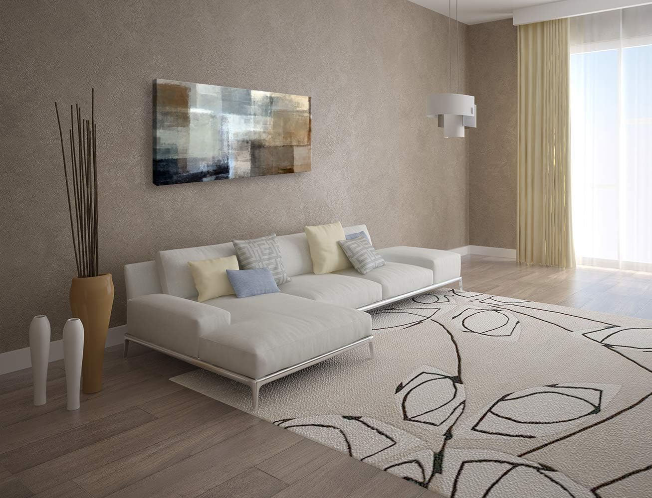 Baisuart Canvas Prints Abstract Wall Art Print Paintings Grey and Brown Stretched Canvas Wooden Framed for Living Room Bedroom and Office Home Decor Artwork 20x40inch