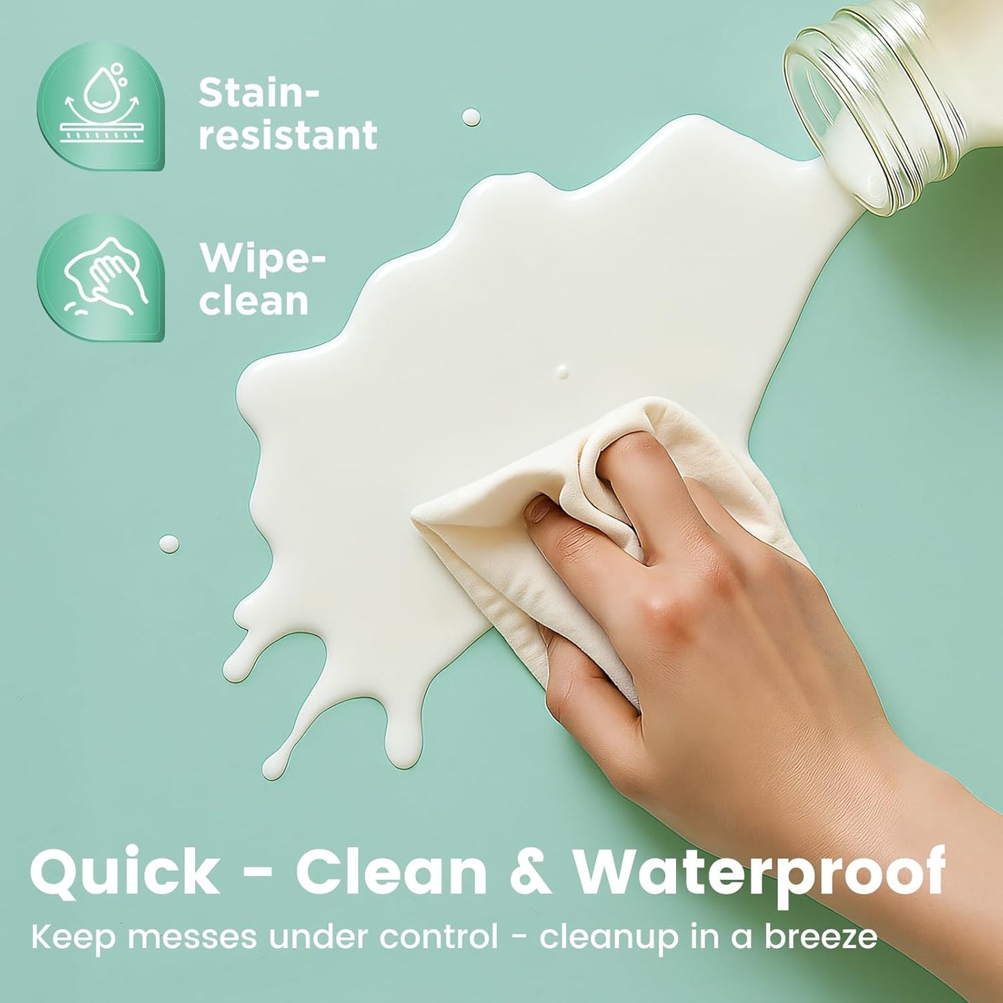 Inaya Baby Play Mat Vegan Leather 50x50”, Waterproof - Wipeable, Soft and Thick Foam Cushioned Floor Mat for Babies and Toddlers, Ideal for Crawling, Tummy Time, Playpen & Diaper Change, Stylish Green