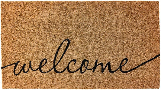 KANKUN Coco Coir Door Mat with Heavy Duty Backing, Welcome Doormat (17" x 30"), Doormat Entrance (Welcome1)