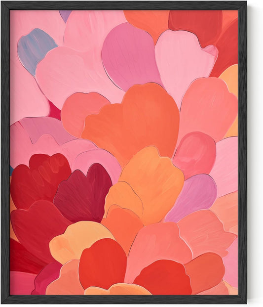 HAUS AND HUES Colorful Abstract Wall Art - Minimalist Retro Picture for Living Room Decor, Red and Pink Modern Wall Art Painting (Petals 1, Unframed, 8x10)