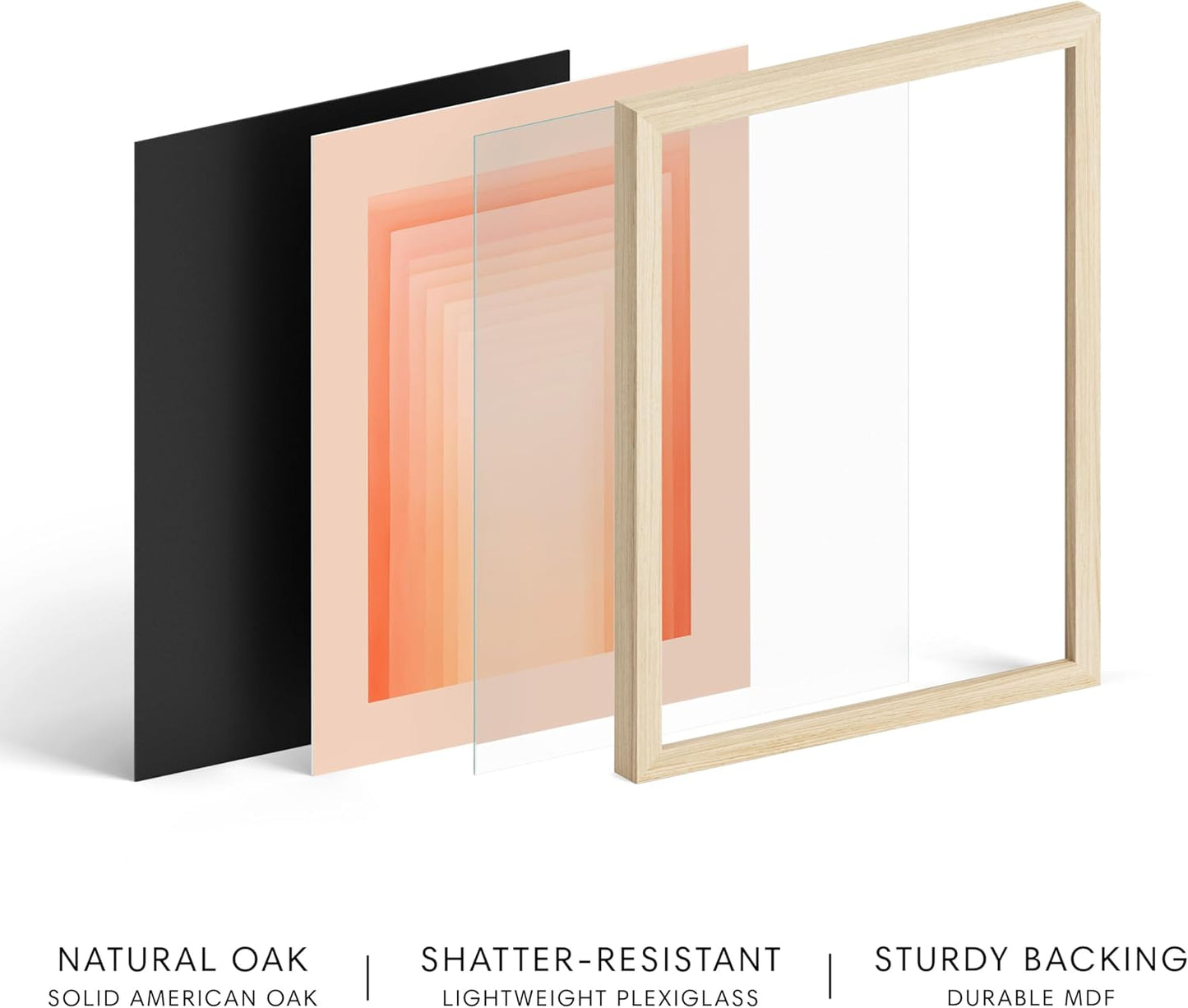 HAUS AND HUES Colorful Abstract Wall Art - Minimalist Retro Picture for Living Room Decor, Red and Pink Modern Wall Art Painting (Pink Geometric, Beige Frame, 12x16)